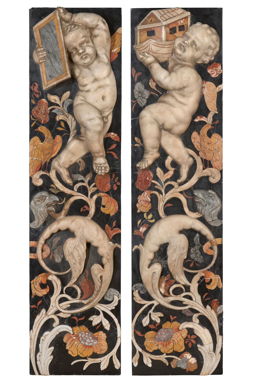 Two Italian Pietra Dura, Scagliola and Marble Architectural Elements