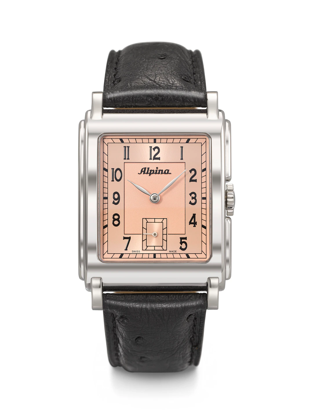Alpina. A Unique Stainless Steel Rectangular Automatic Wristwatch