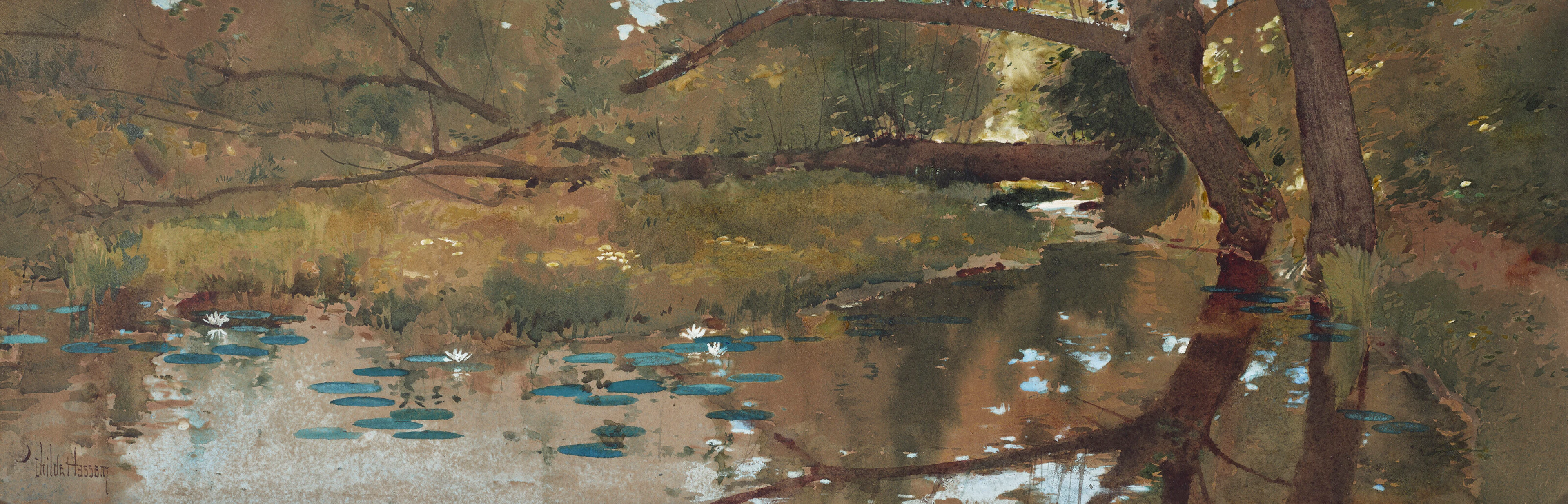 CHILDE HASSAM (1859-1935) Landscape with Woodland Pool