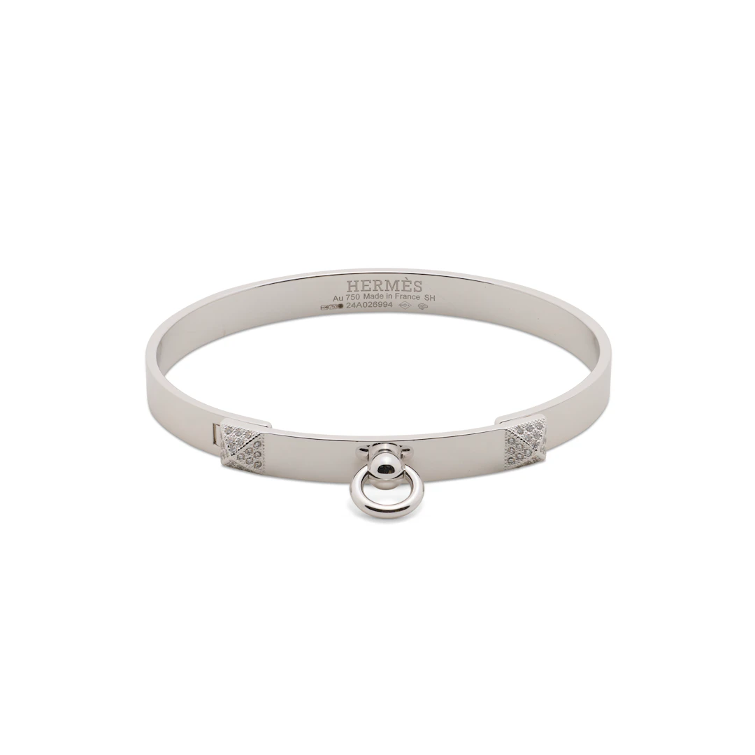 An 18K White Gold & Diamond Collier De Chien Bracelet
