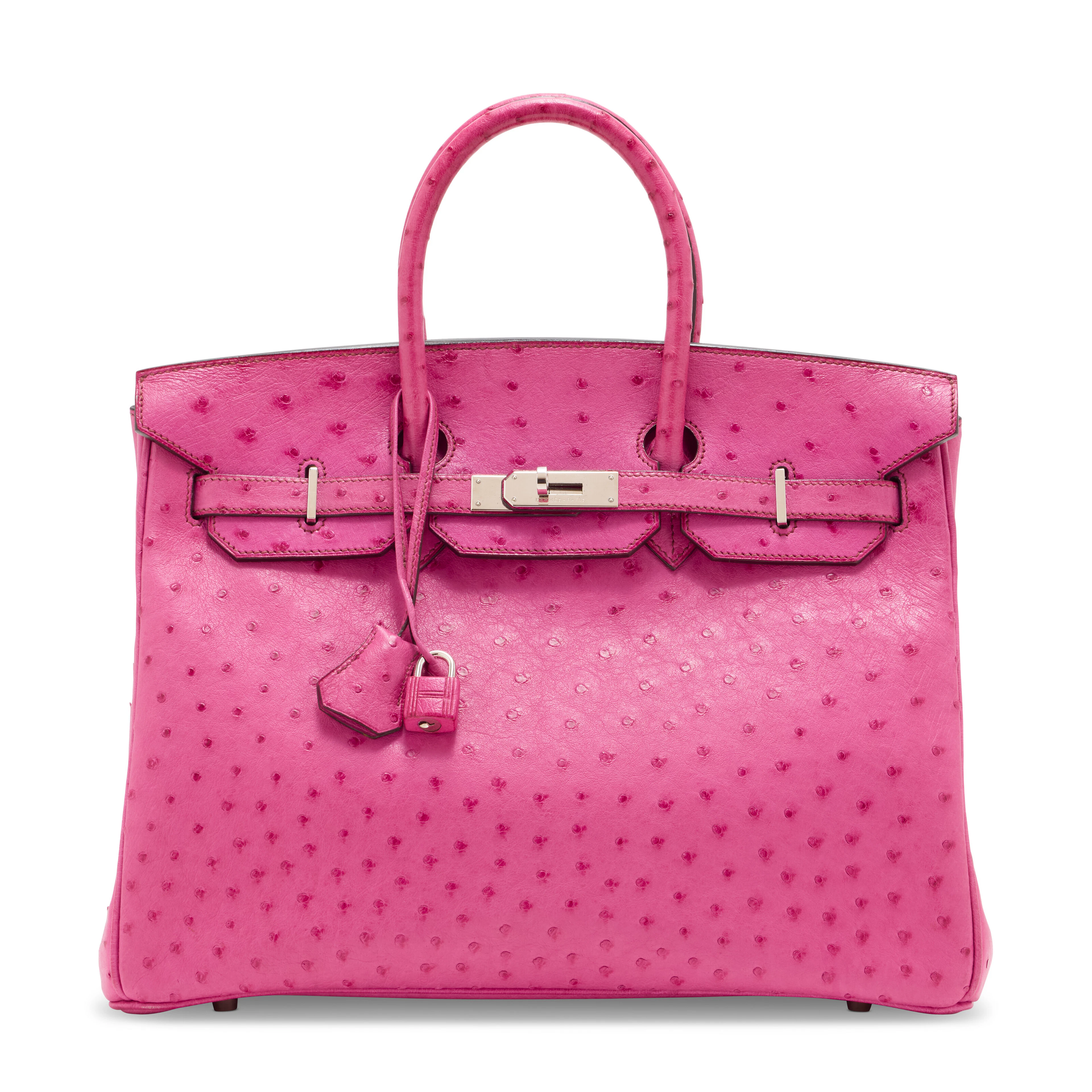 A Fuchsia Ostrich Birkin 35 with Palladium Hardware