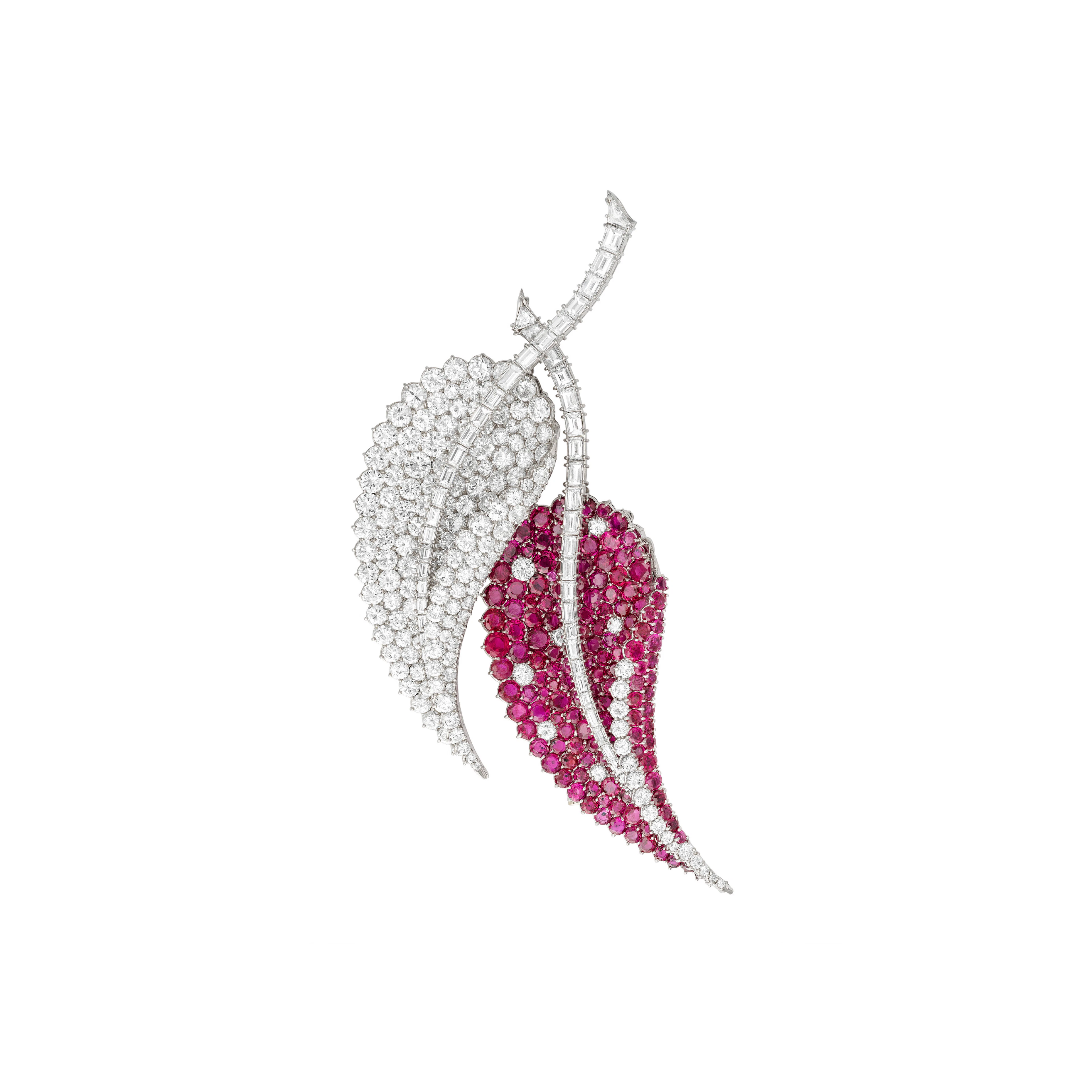 Ruby and Diamond Double Clip-Brooch