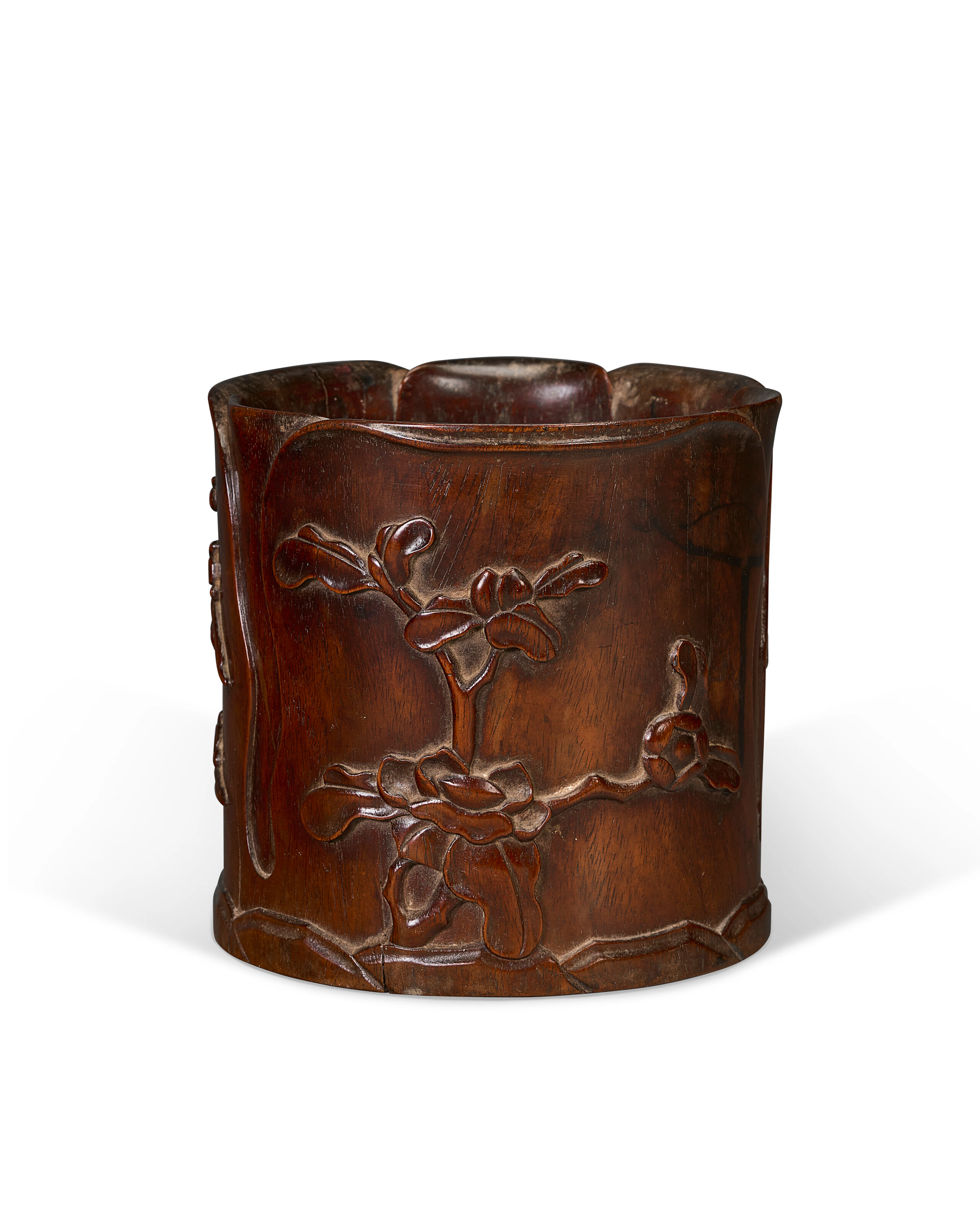 A Very Rare Huanghuali Floriform Brush Pot