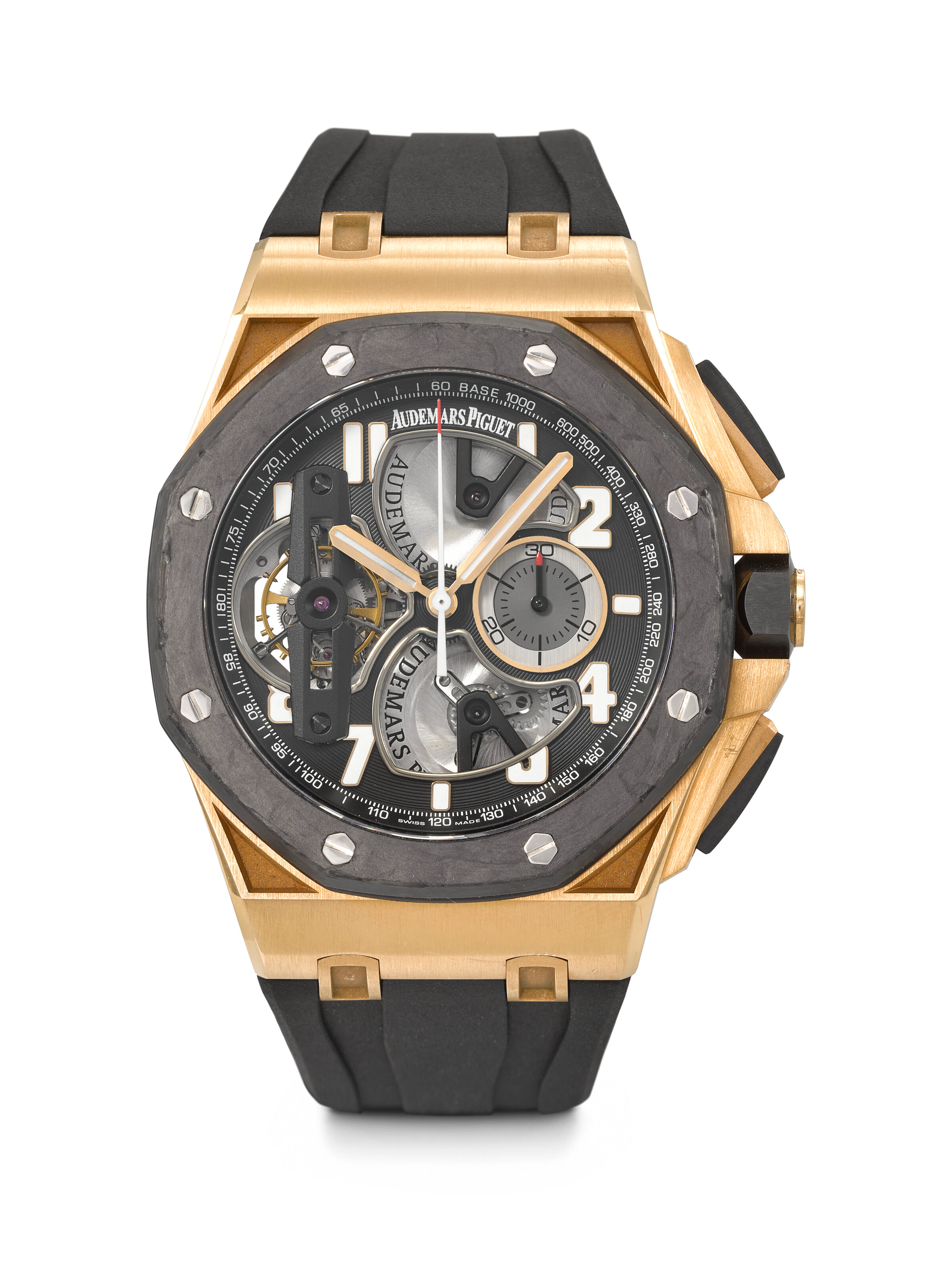 AUDEMARS PIGUET. A RARE, IMPRESSIVE AND HEAVY 18K PINK GOLD AND FORGED