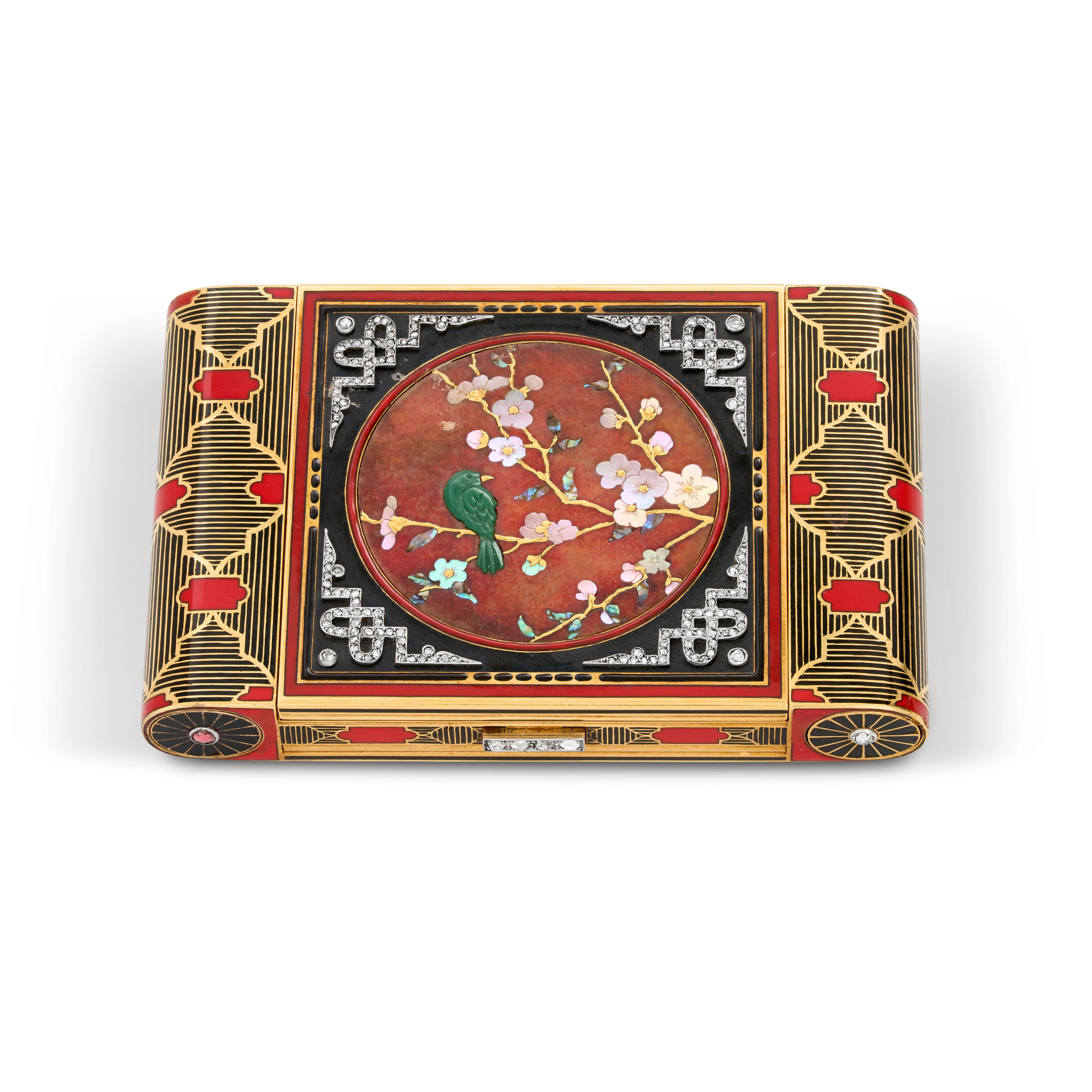 Marchak Art Deco Multi-Gem and Enamel Vanity Case