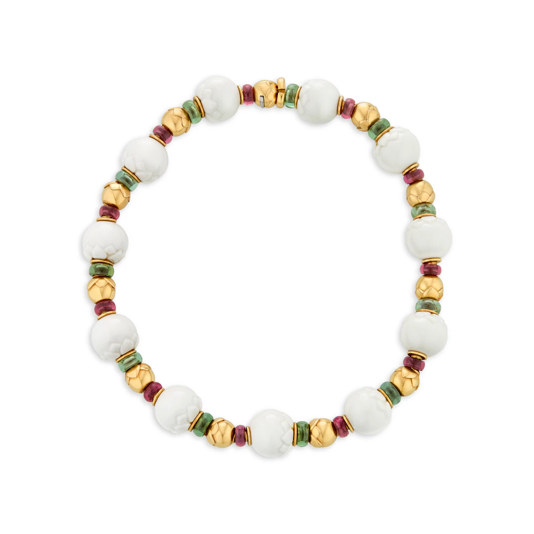 Bulgari Porcelain, Tourmaline and Gold 'Chandra' Necklace