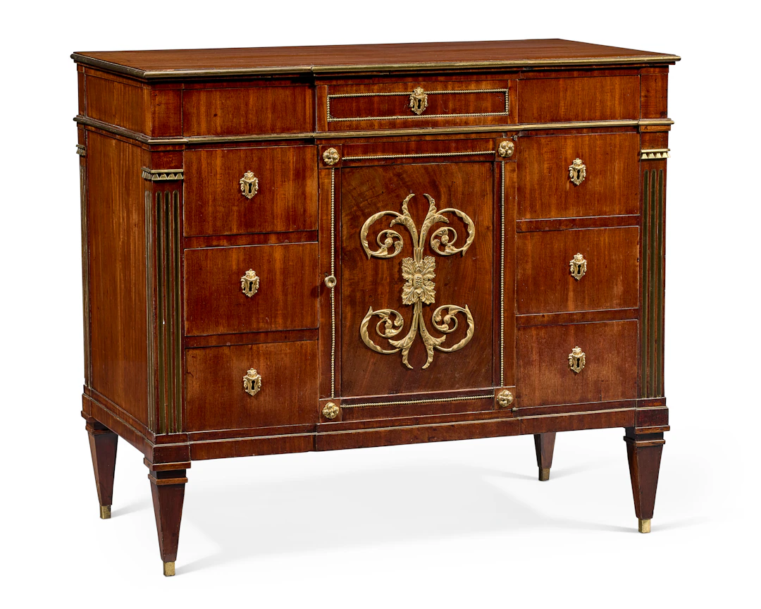 A German Ormolu-Mounted Mahogany Medal Cabinet