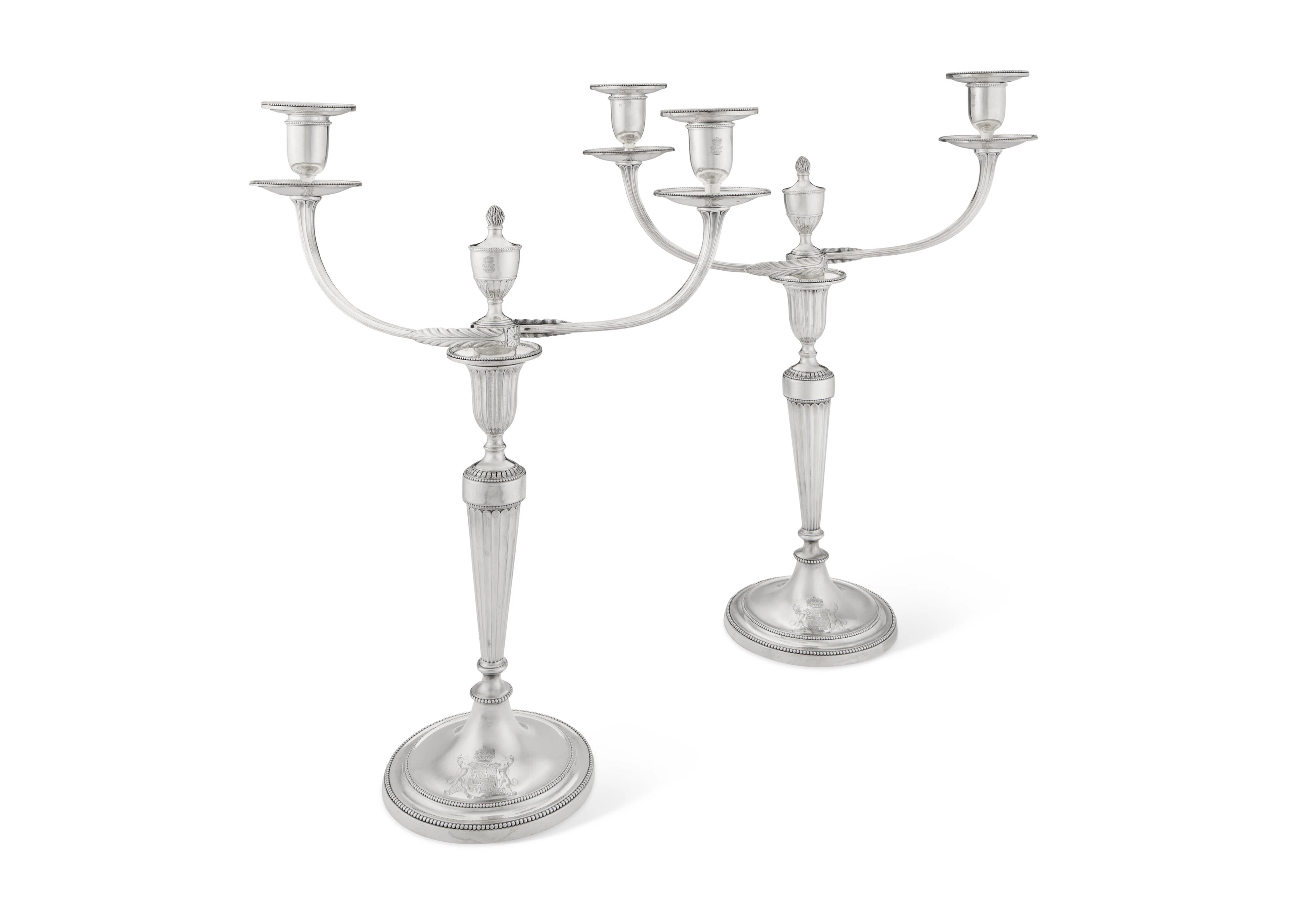 A Pair of George Iii Silver Two-Light Candelabra