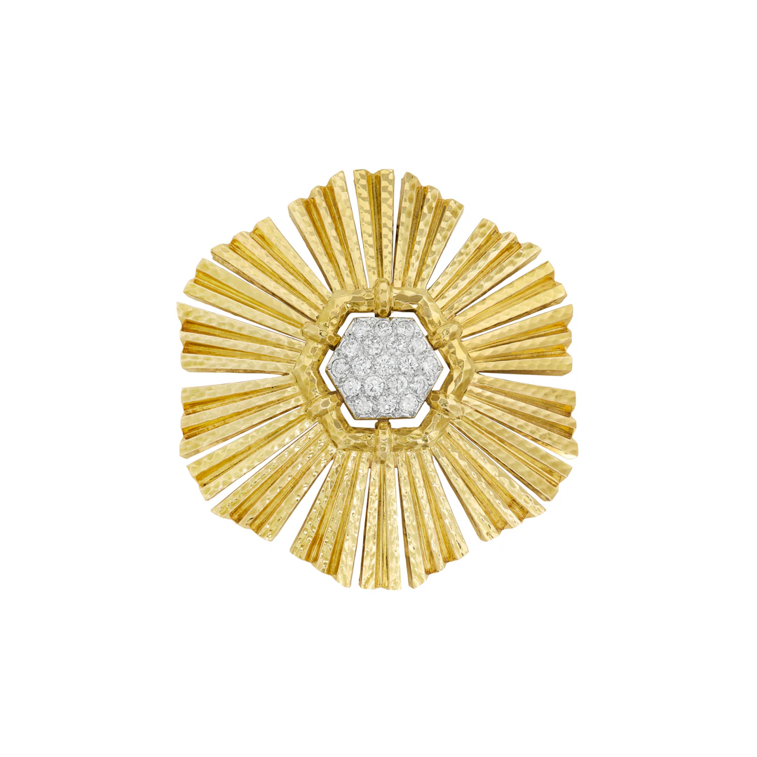 David Webb Diamond and Gold Pendant-Brooch