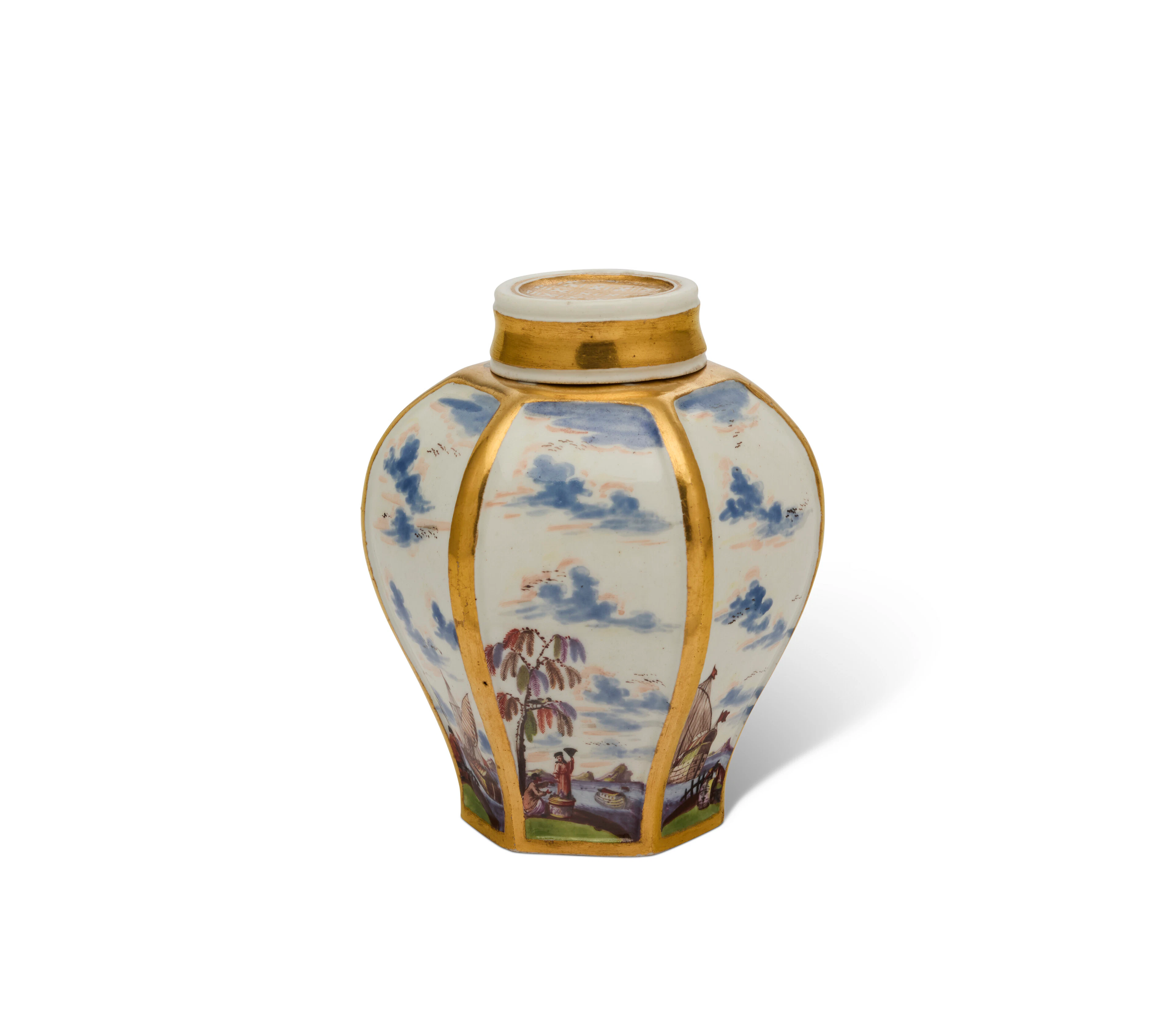 A Meissen Porcelain Chinoiserie Tea Caddy and Cover
