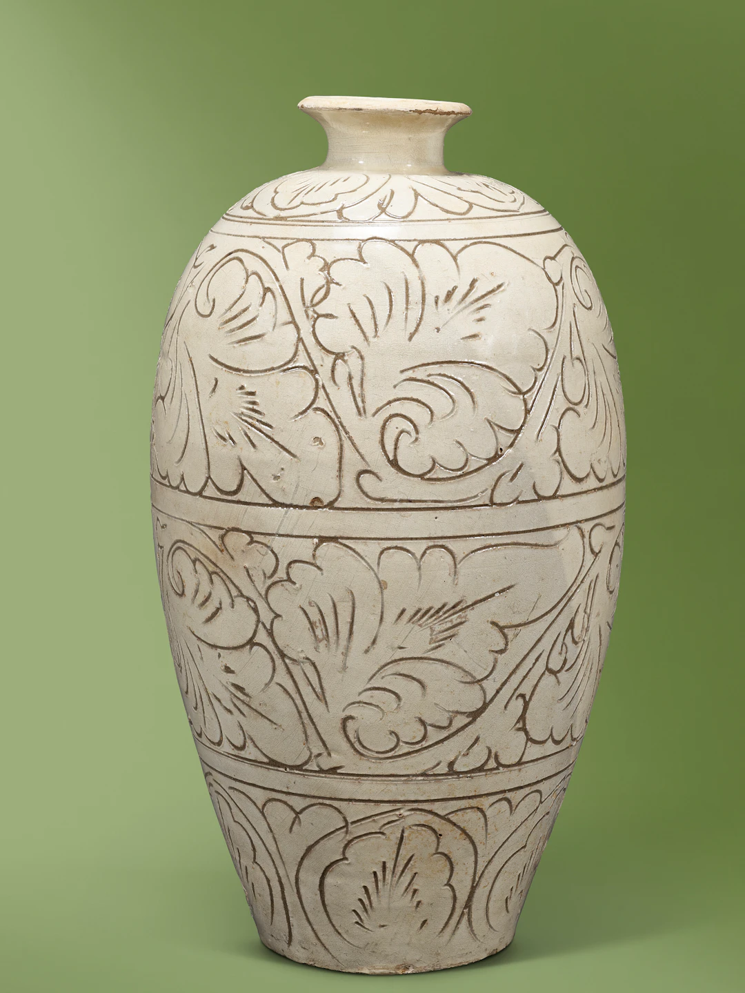 A Cizhou Carved White-Glazed Vase, Meiping