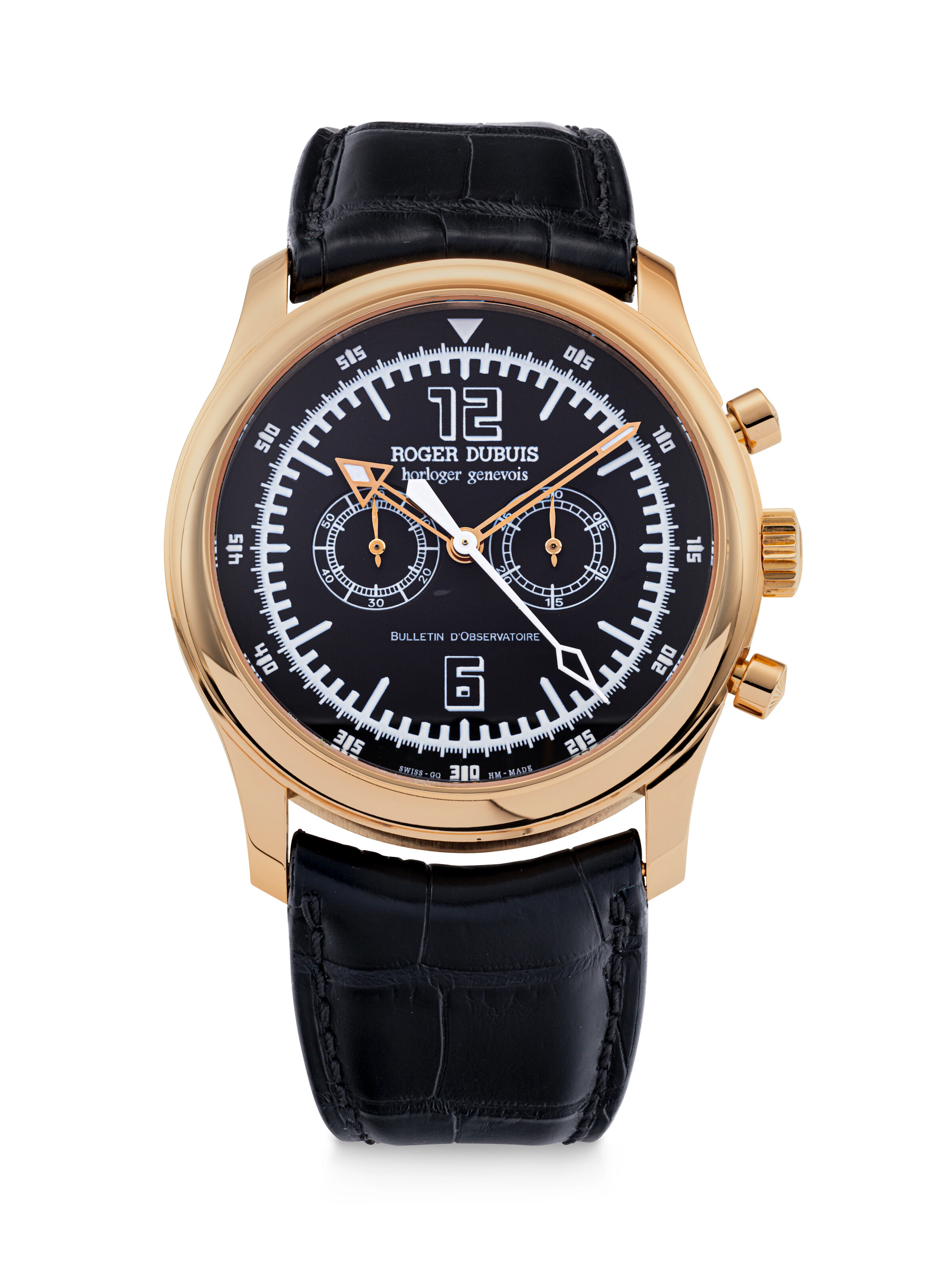 ROGER DUBUIS. A RARE 18K PINK GOLD LIMITED EDITION CHRONOGRAPH WRISTWATCH