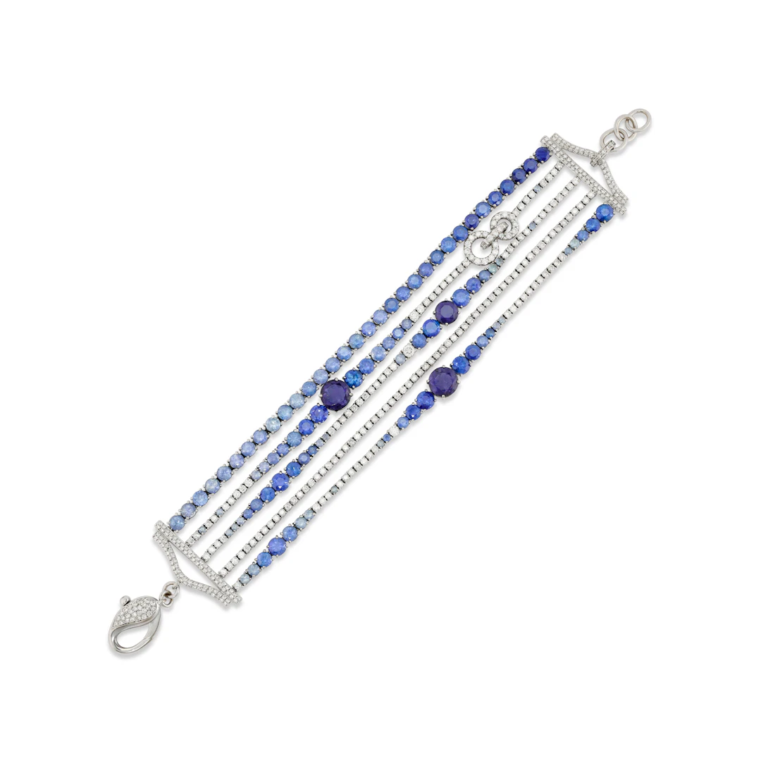 Adler Sapphire, Iolite and Diamond Bracelet