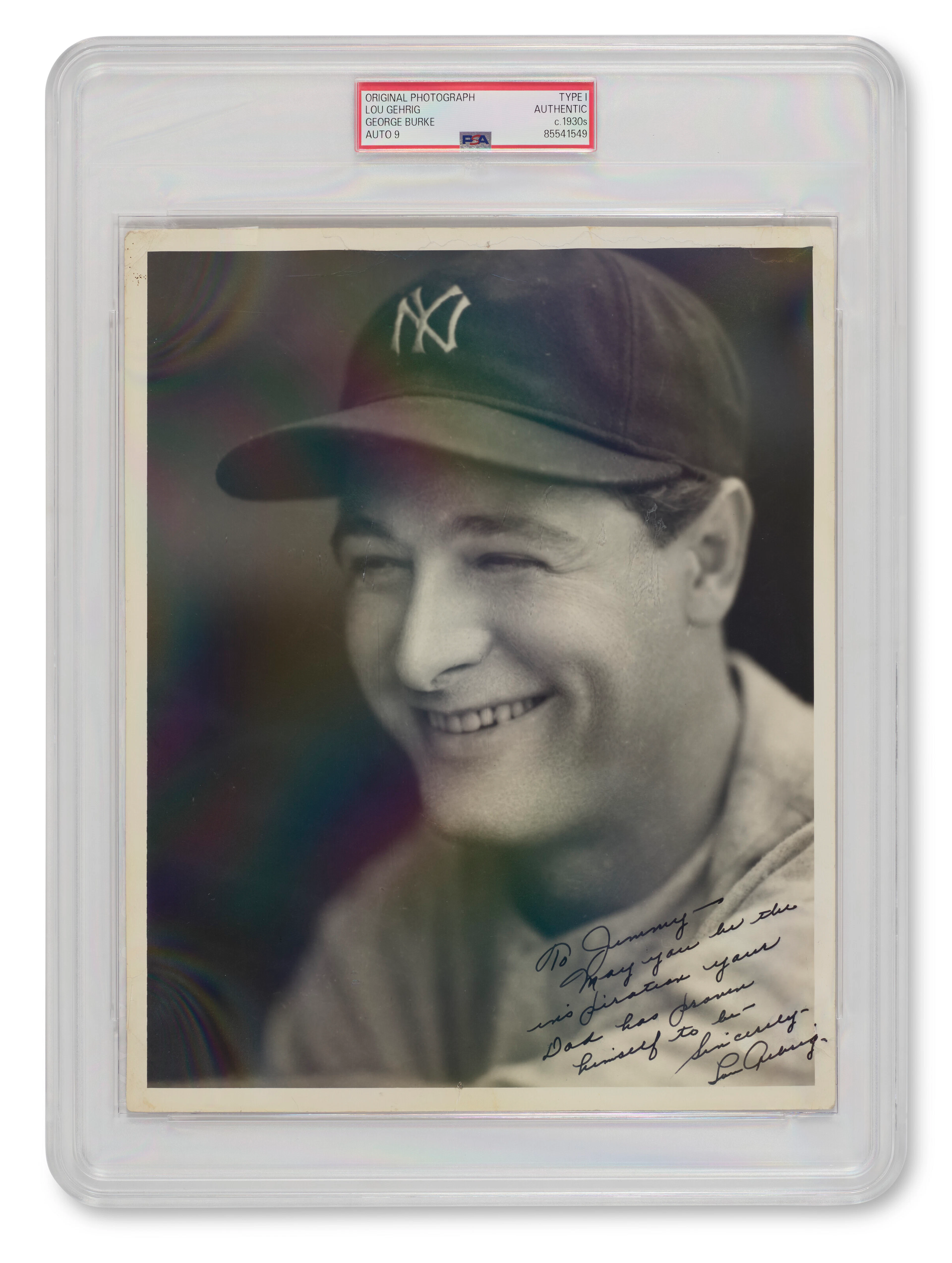 OUTSTANDING LOU GEHRIG AUTOGRAPHED 8"X10" PHOTOGRAPH BY GEORGE BURKE
