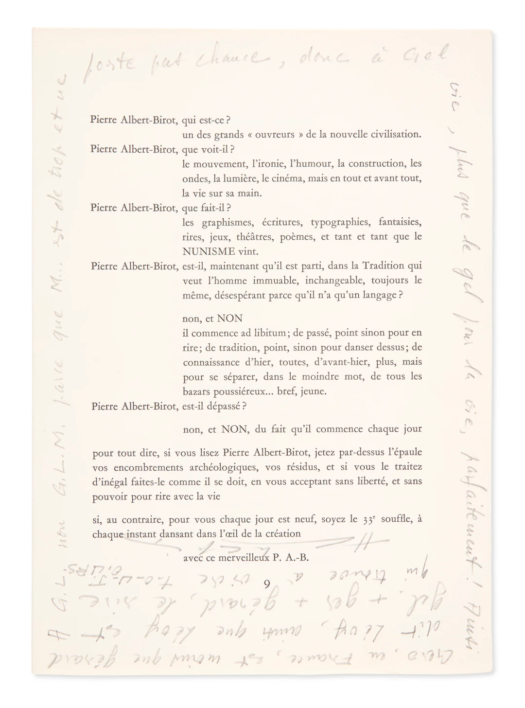 Albert-Birot, Pierre (1876-1967) Et Nicolas Schöffer (1912-1992)