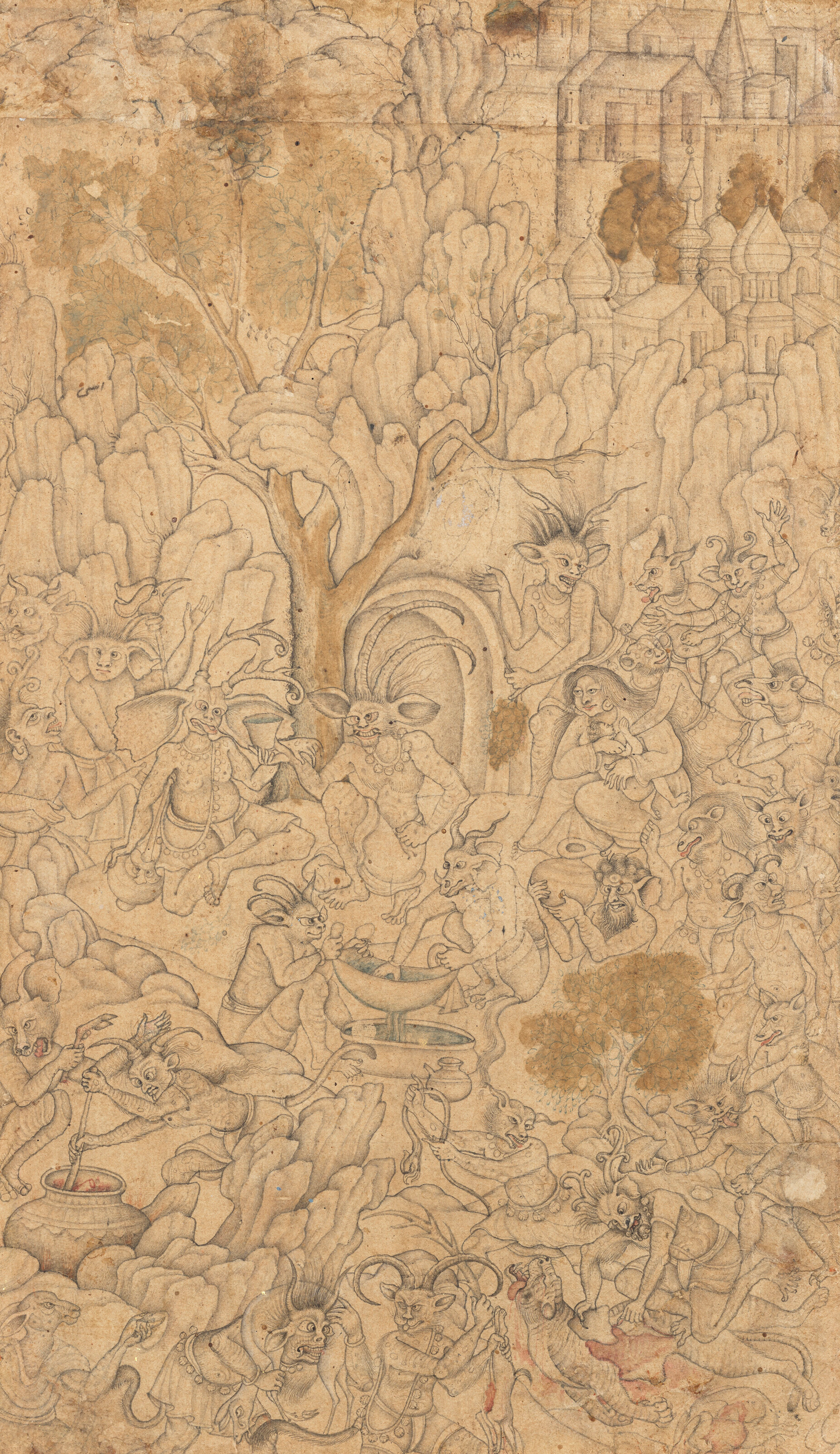 DEMONS BANQUETING IN A FANTASTIC LANDSCAPE