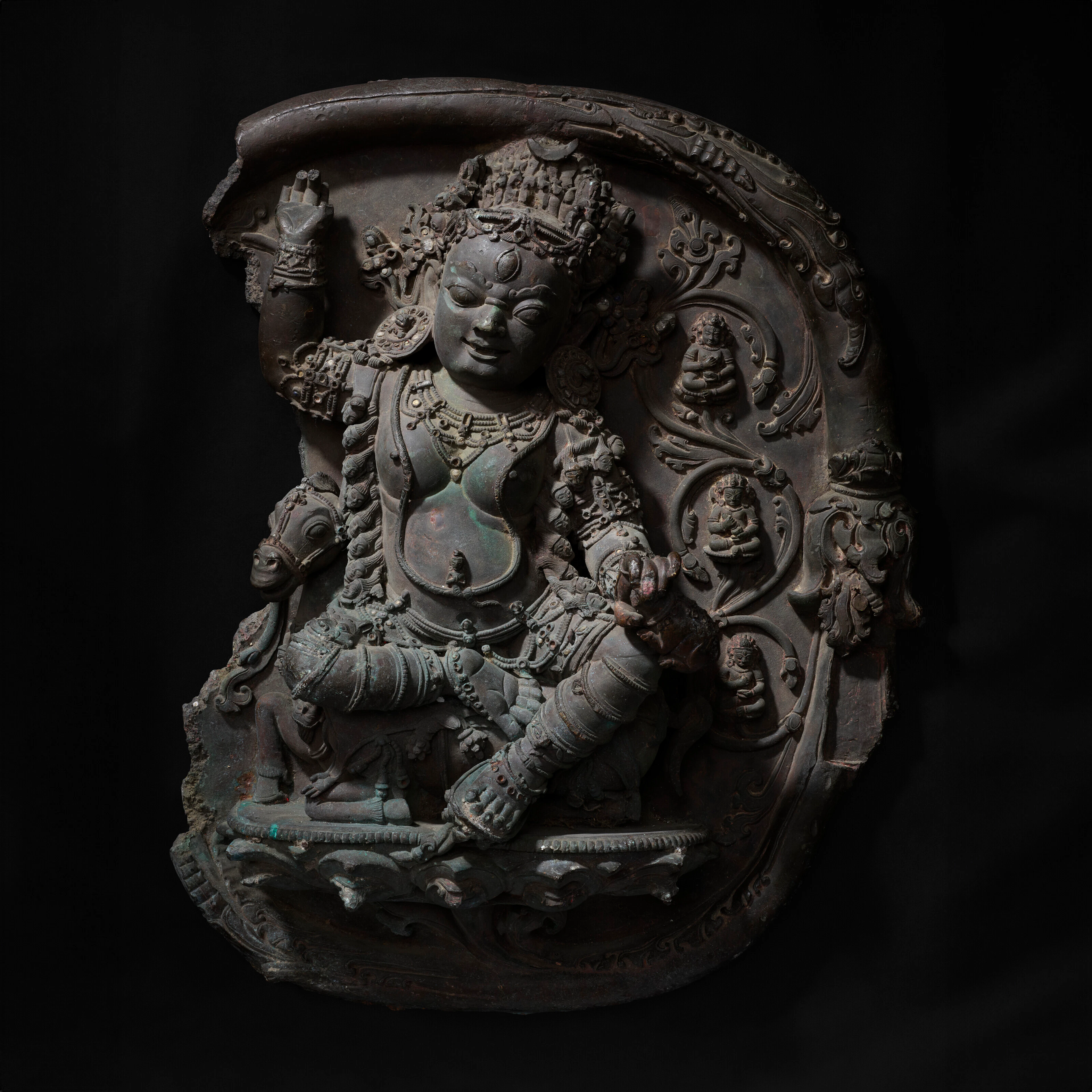 A COPPER ALLOY PANEL OF PALDEN LHAMO