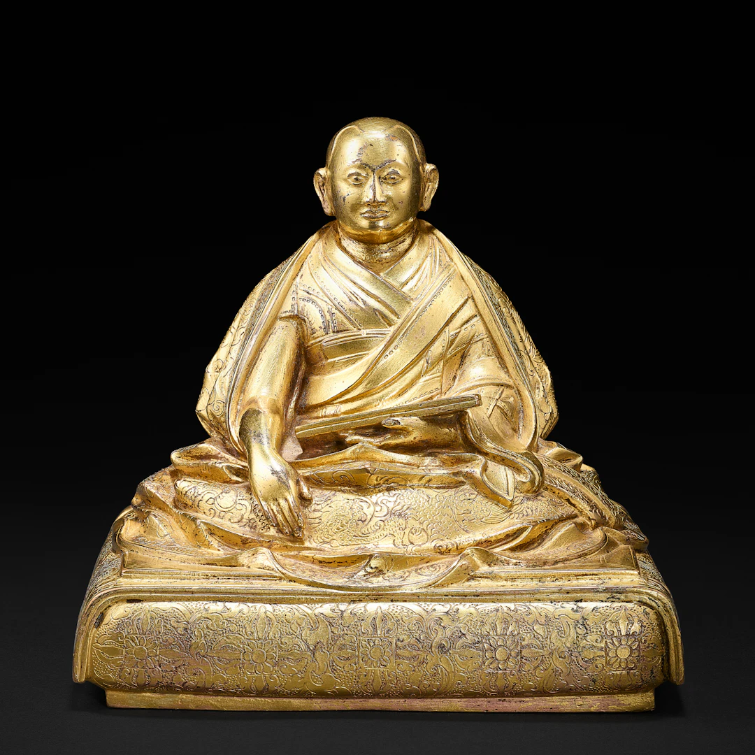 A Gilt Copper Alloy Figure of Ngawang Lobsang Gyatso, the Fifth Dalai Lama