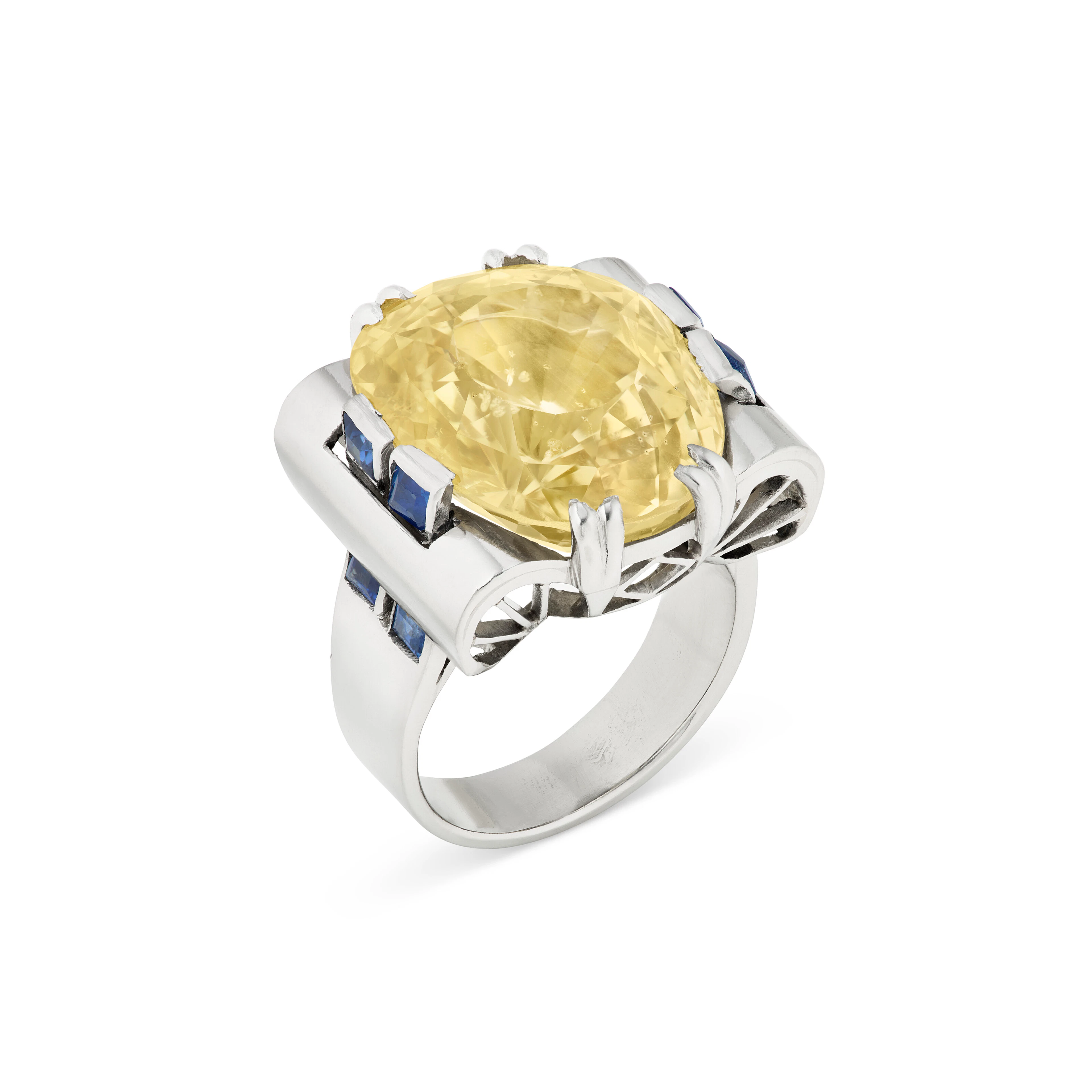 Art Deco Colored Sapphire and Sapphire Ring