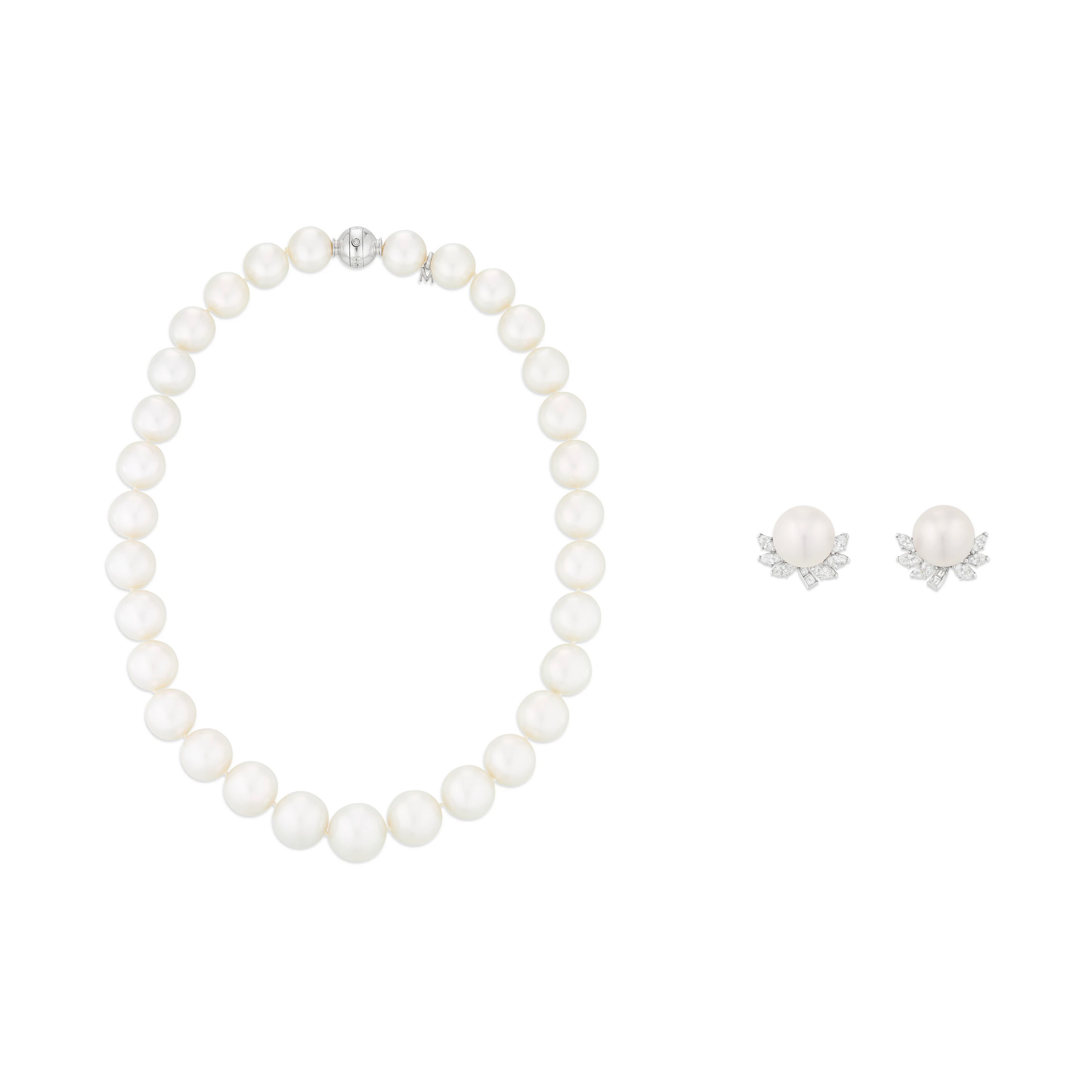 Mikimoto Cultured Pearl Necklace and Unsigned Cultured Pearl and Diamond