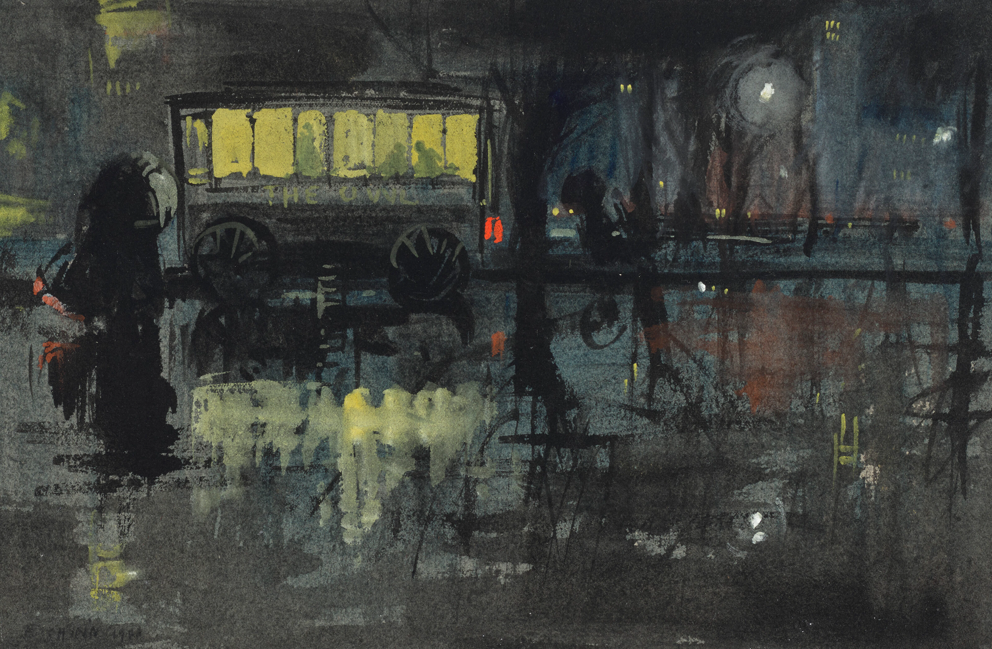 EVERETT SHINN (1876-1953) Lunch Wagon, Madison Square