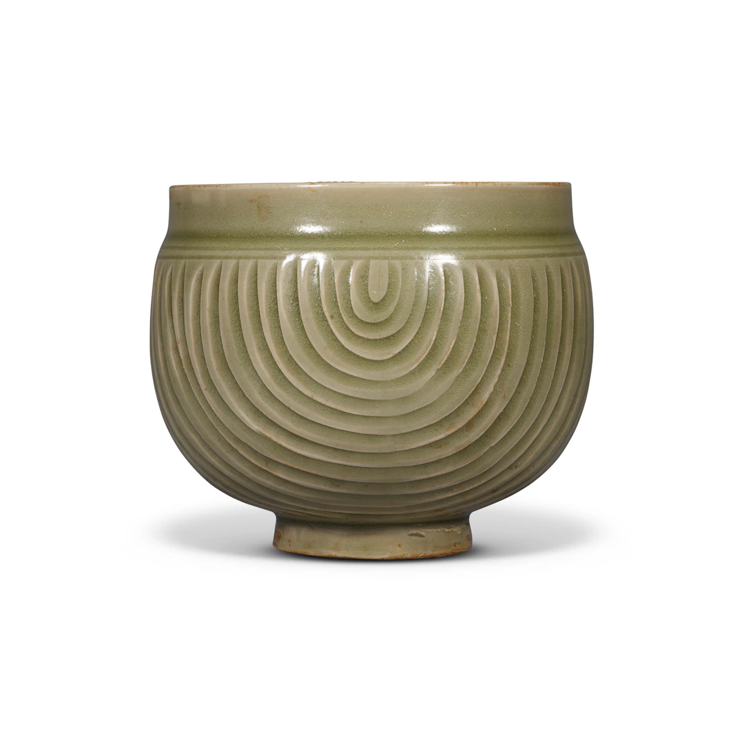 A Rare Yaozhou Celadon Carved Deep Bowl