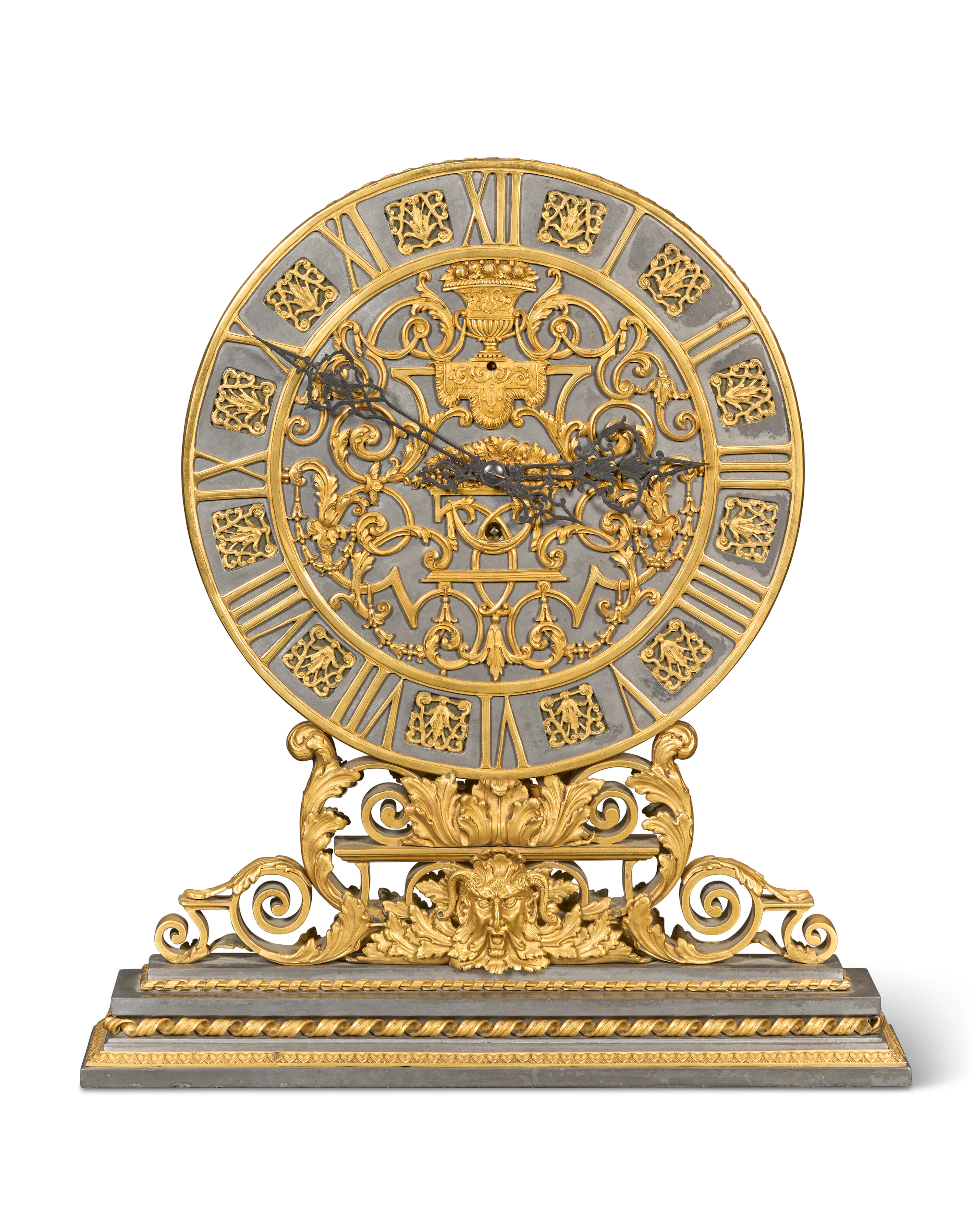 An American Gilt and Patinated-Bronze Mantel Clock