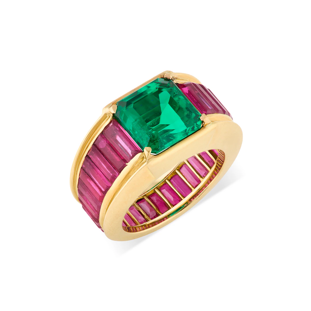 Poiray Emerald and Ruby Ring