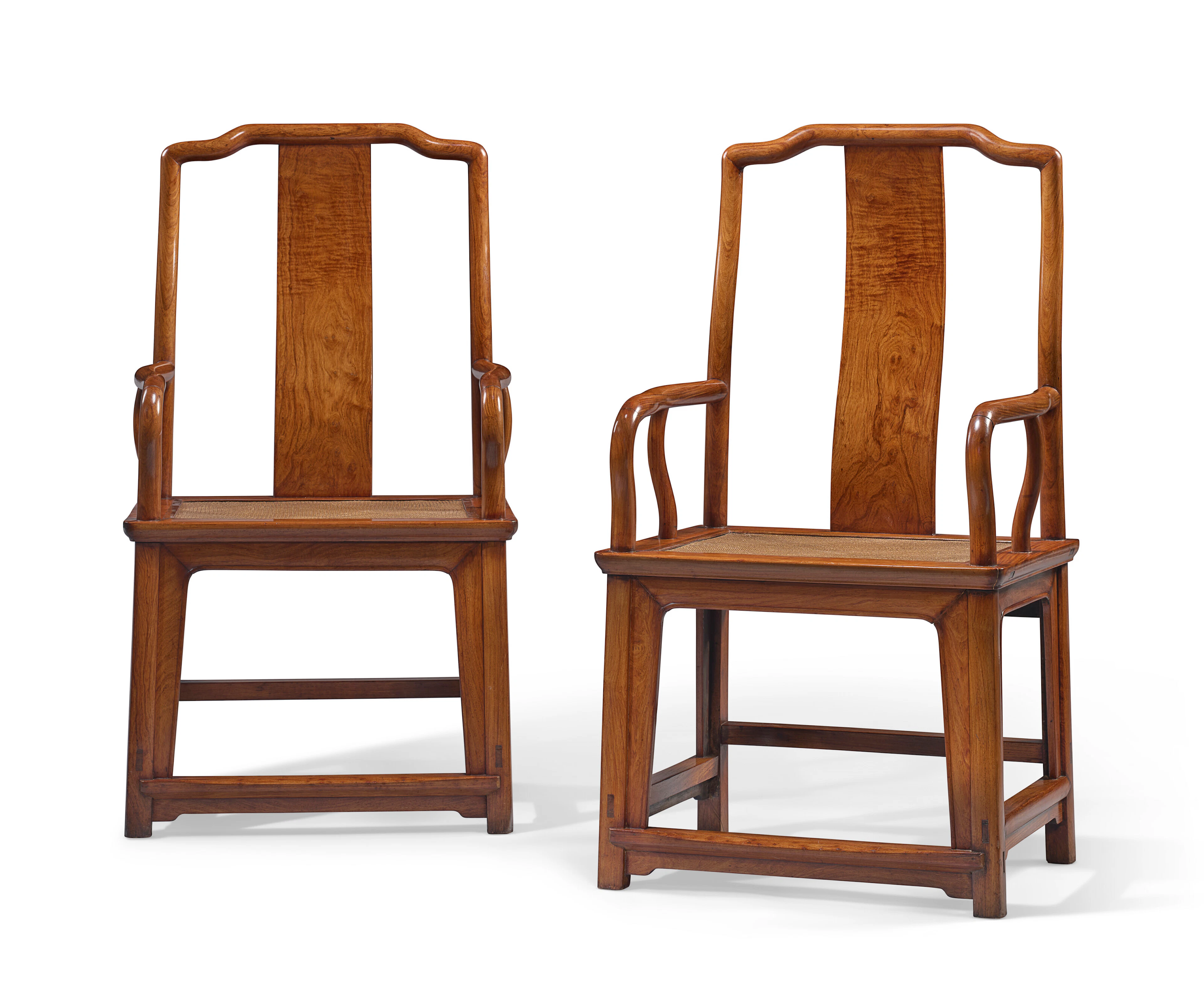 A Very Rare Pair of Huanghuali 'Southern Official's Hat' Armchairs