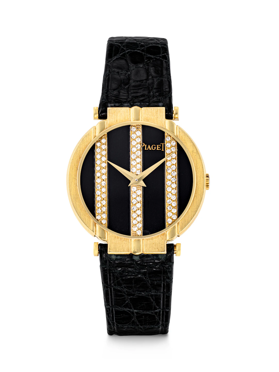 Piaget. An Unusual 18K Gold and Diamond-Set Wristwatch with Onyx Dial