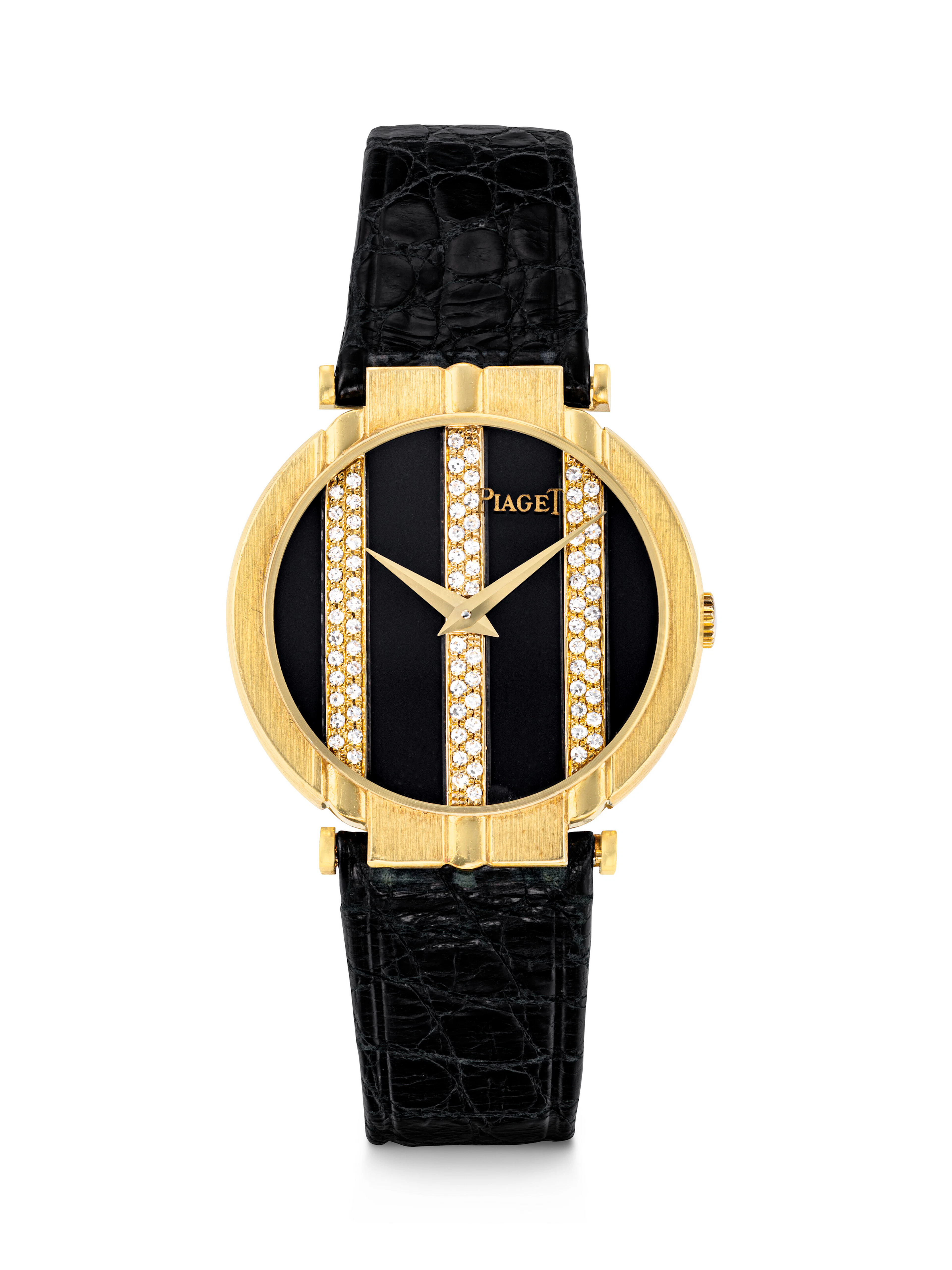 Piaget. An Unusual 18K Gold and Diamond-Set Wristwatch with Onyx Dial