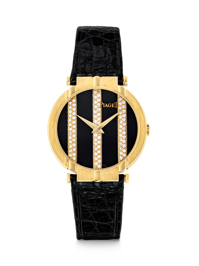 Piaget. An Unusual 18K Gold and Diamond-Set Wristwatch with Onyx Dial