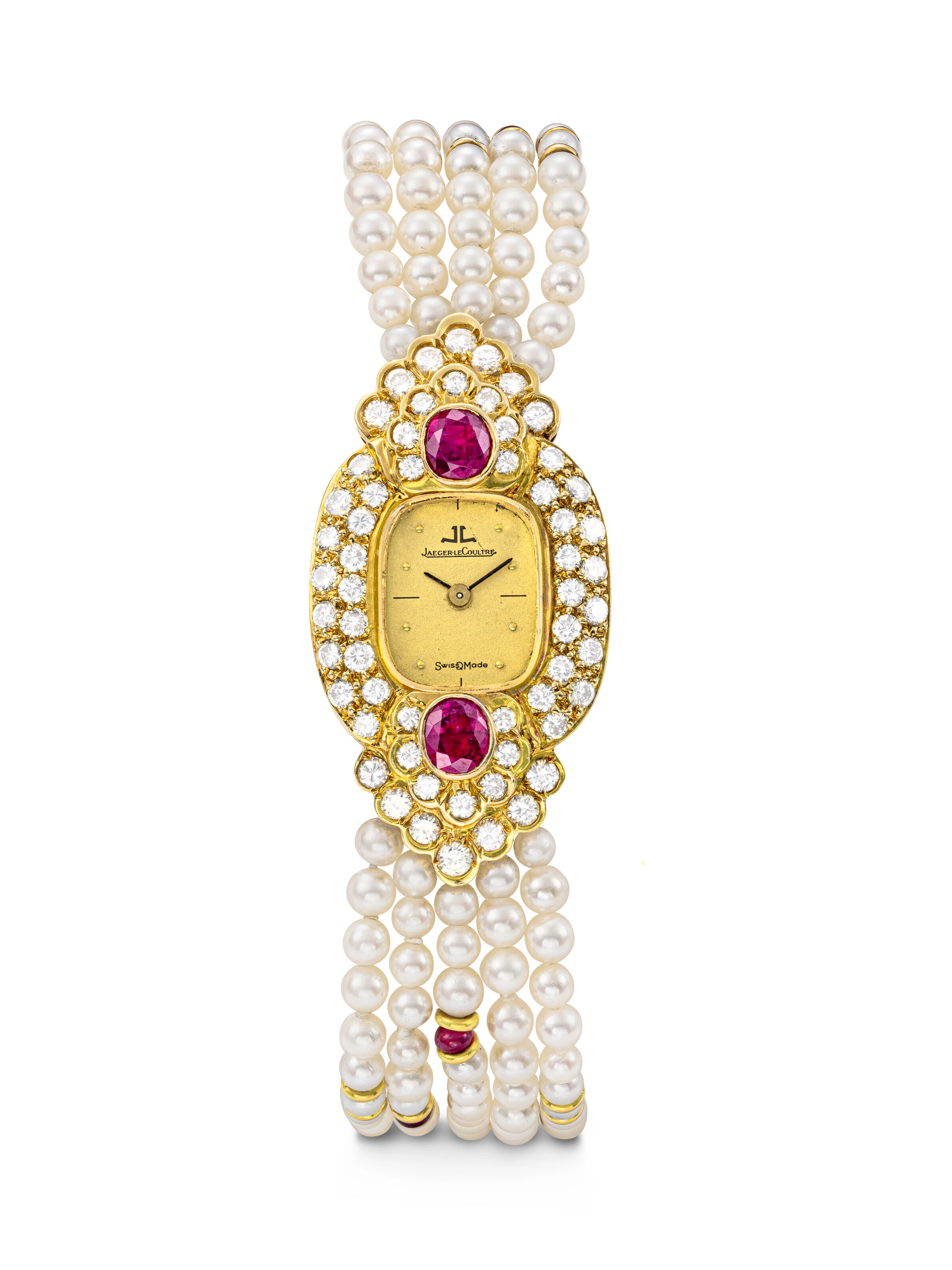 Jaeger-Lecoultre, Lady’s Gold, Pearl, Diamond and Red Gemstone-Set