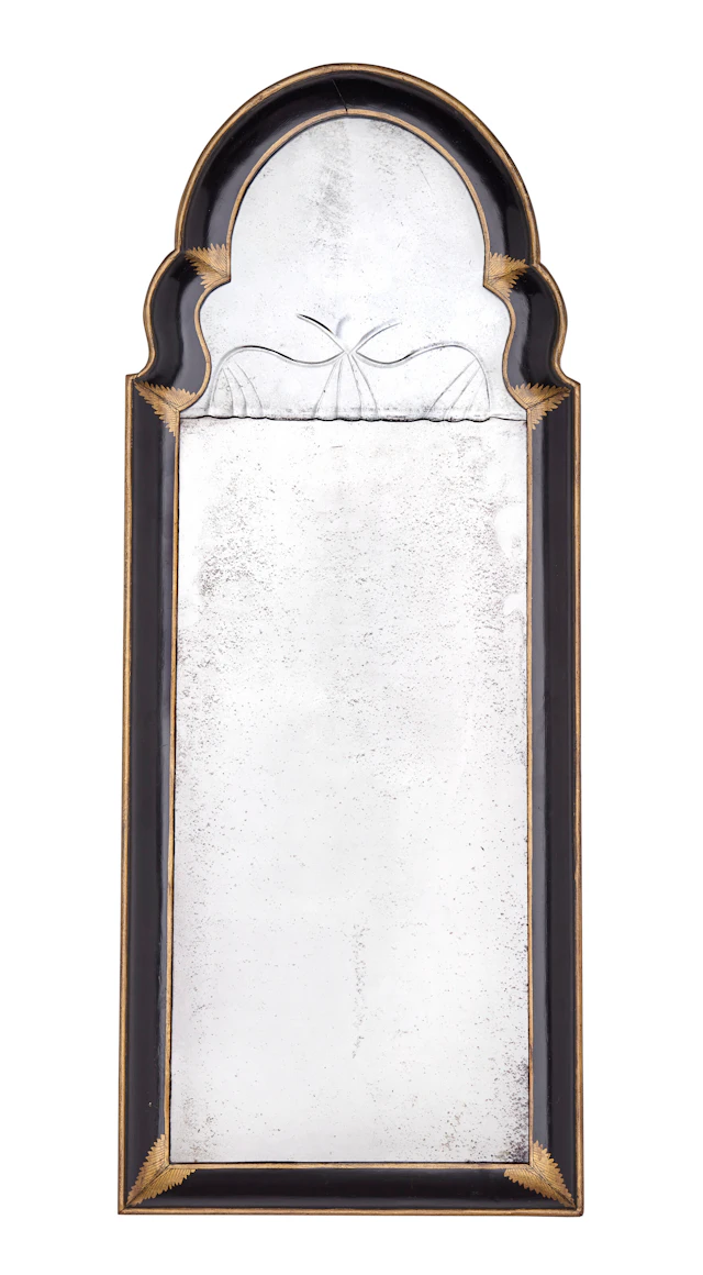 A Queen Anne Black-And-Gilt Japanned Mirror