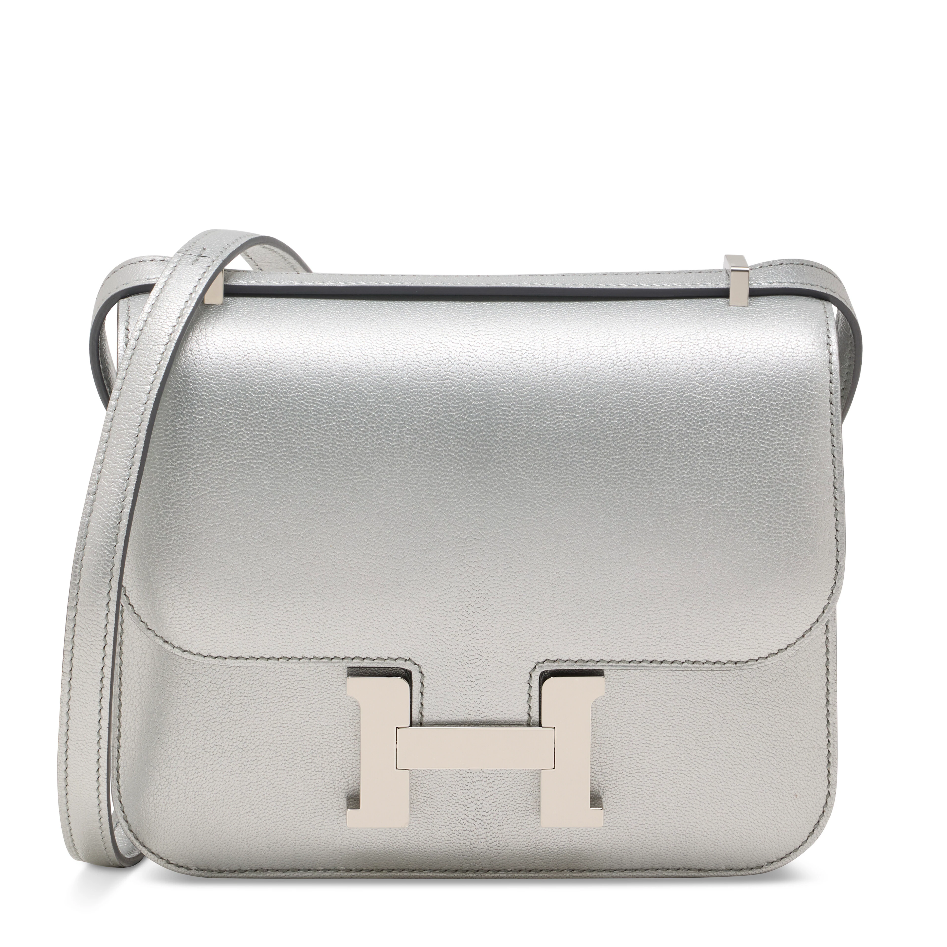 A LIMITED EDITION ARGENT CHAMKILIGHT CHÈVRE LEATHER MINI CONSTANCE