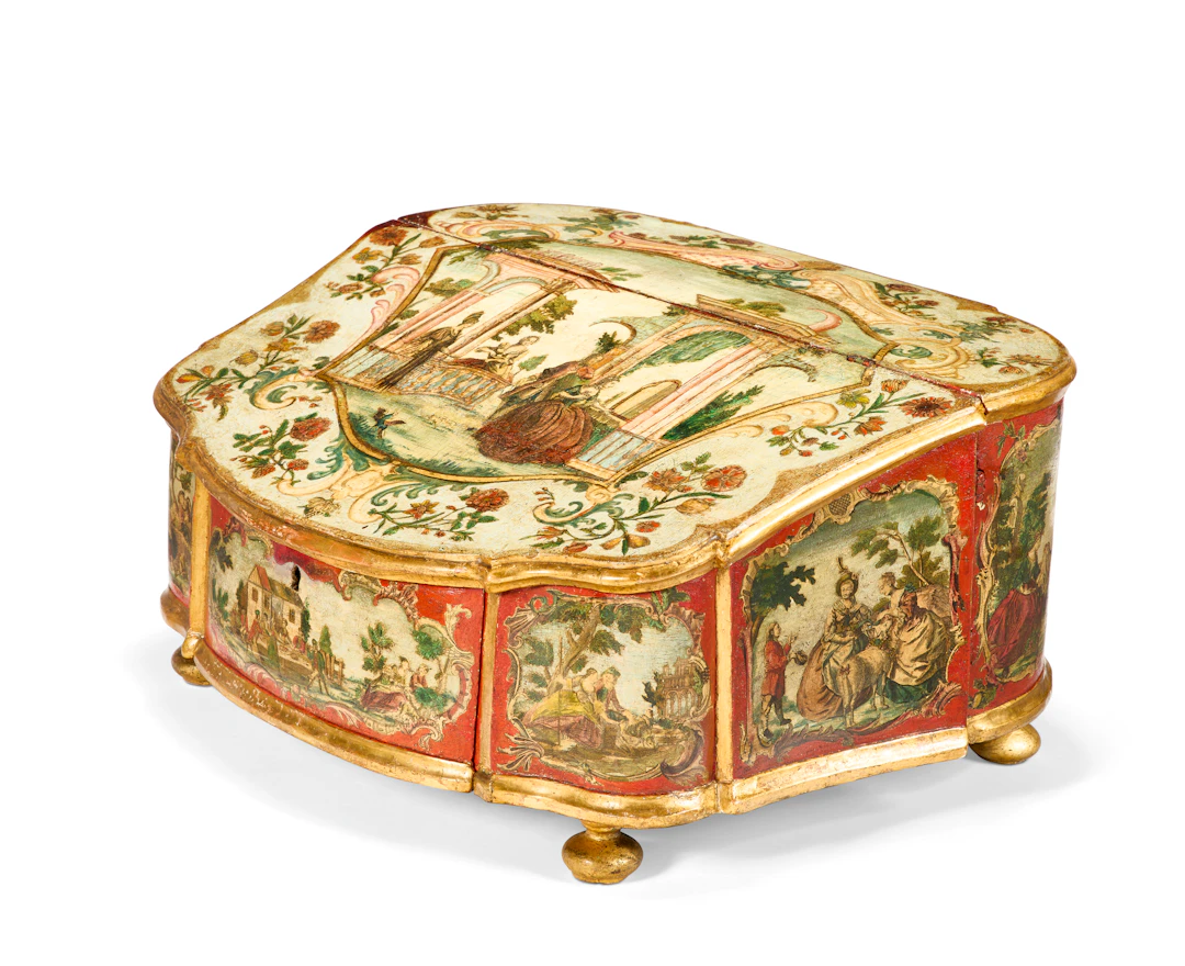 A North Italian Parcel-Gilt, Polychrome-Decorated and Lacca Povera