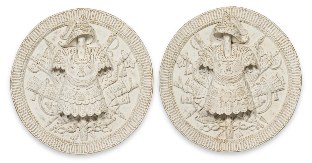 A Pair of Neoclassical Style White-Painted Roundels