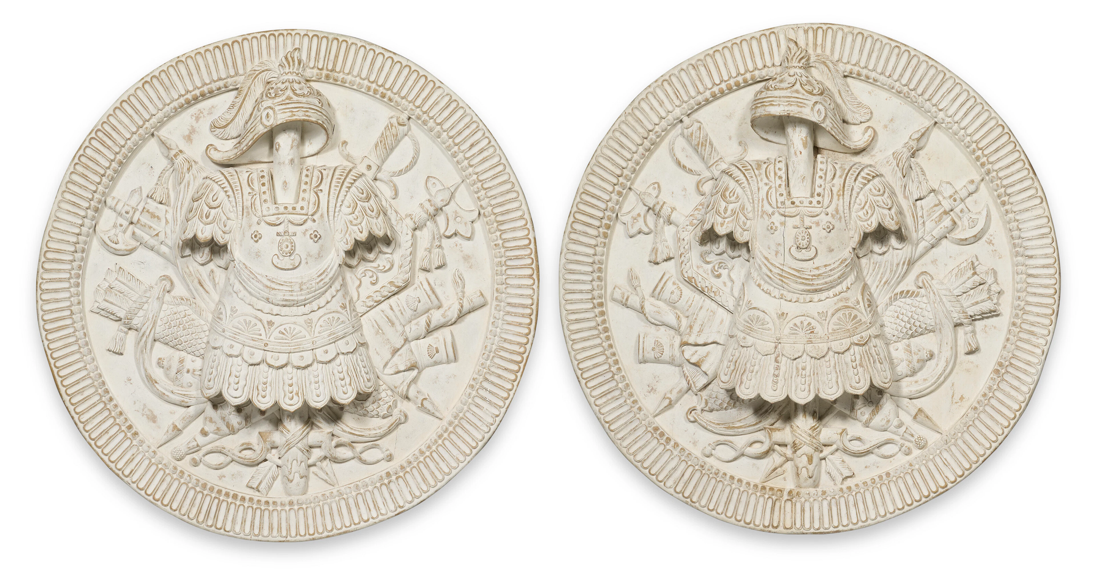A Pair of Neoclassical Style White-Painted Roundels