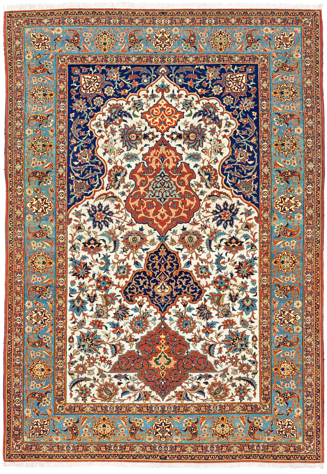 A Part-Silk Isfahan Prayer Rug
