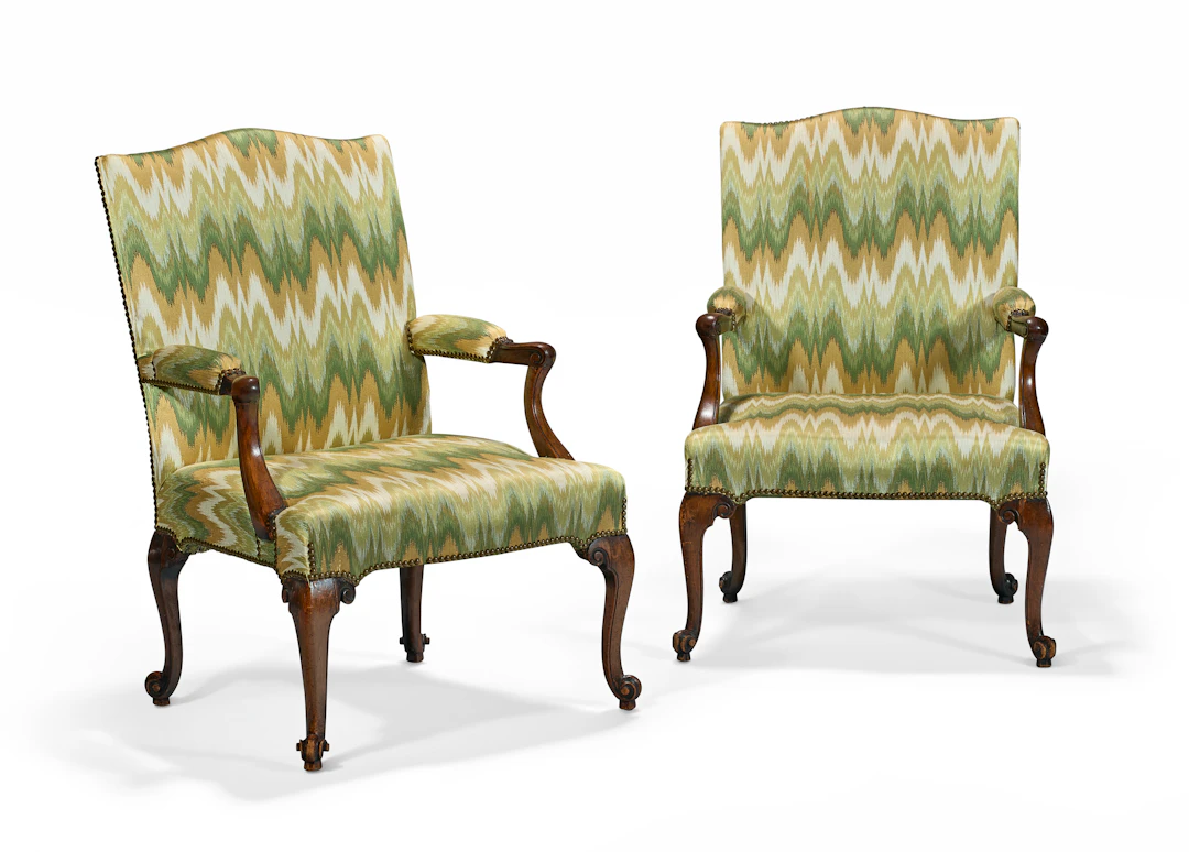 A Pair of George Iii Mahogany Library Armchairs