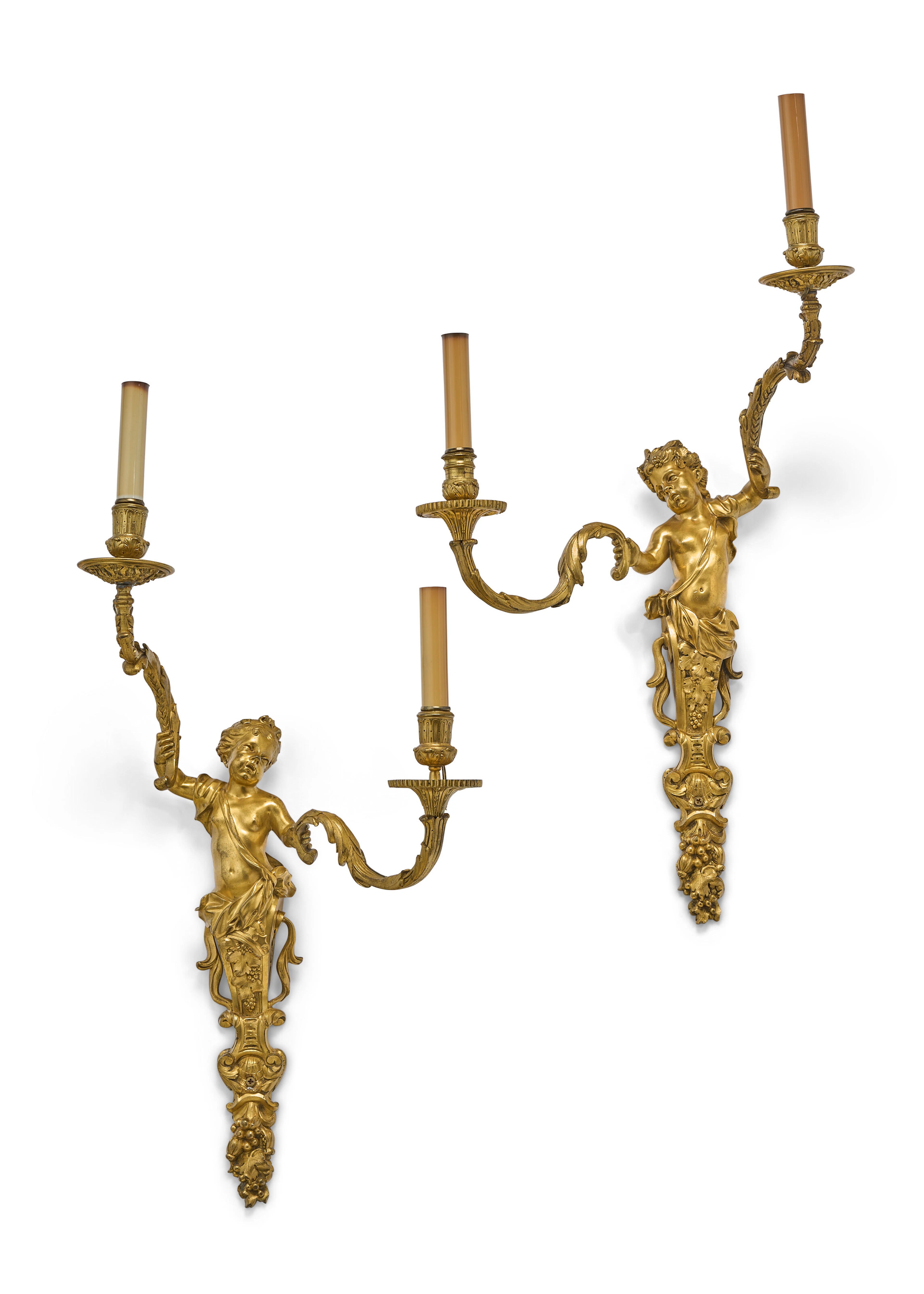 A Pair of French Ormolu Two-Branch Wall-Lights
