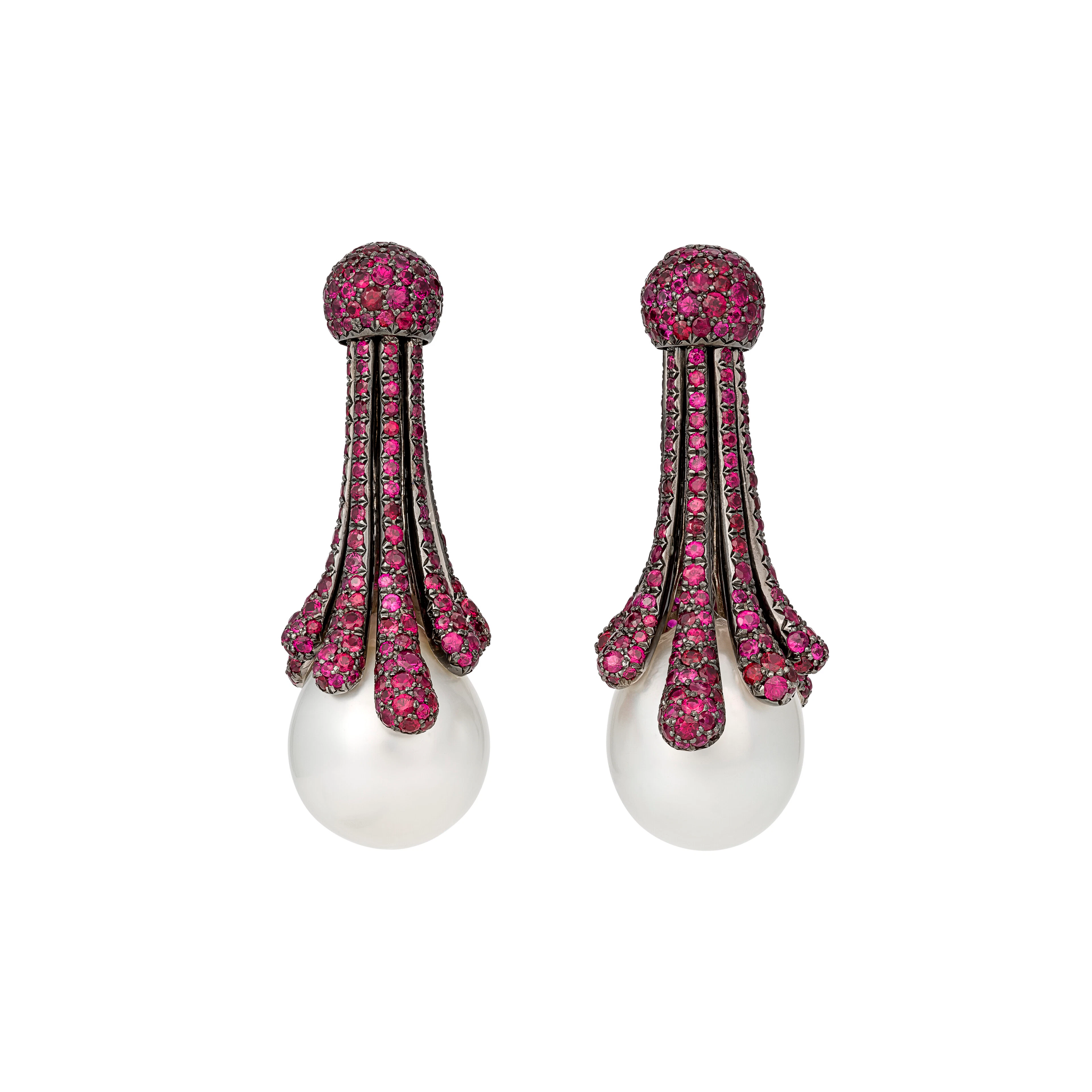 De Grisogono Pair of Cultured Pearl and Ruby Earrings