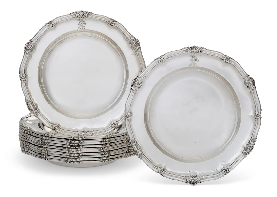A Set of Twelve Victorian Silver Soup Plates
