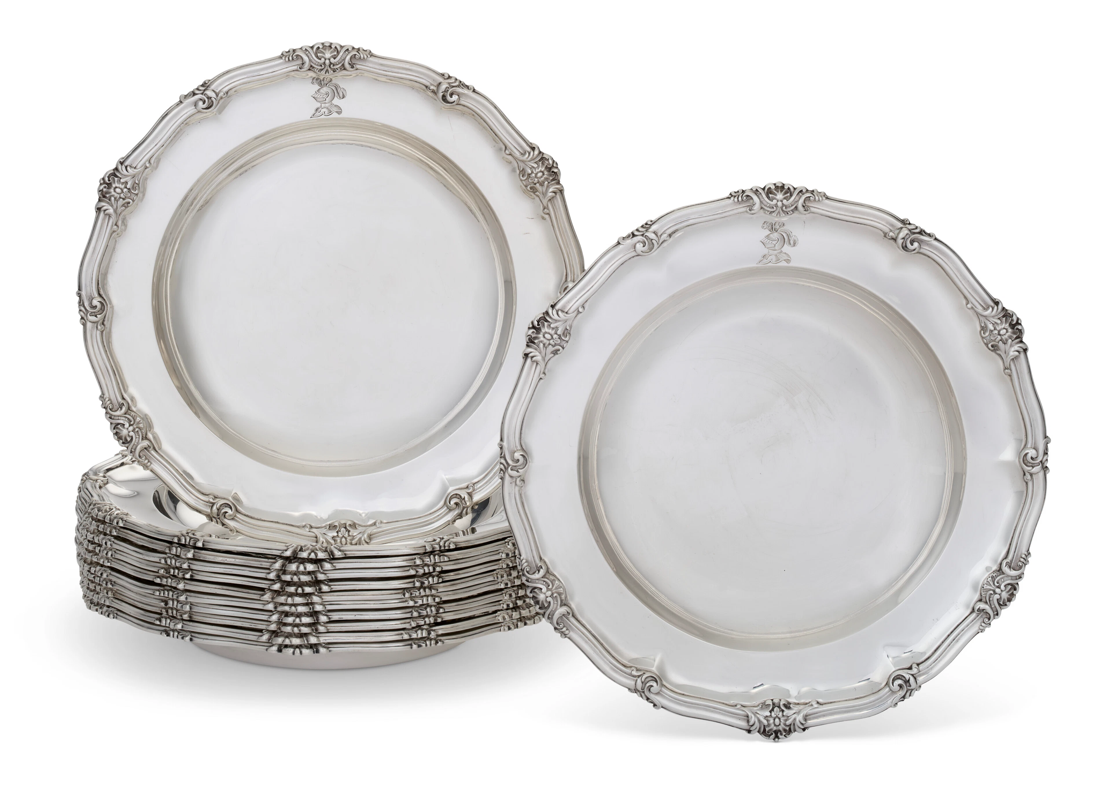 A Set of Twelve Victorian Silver Soup Plates
