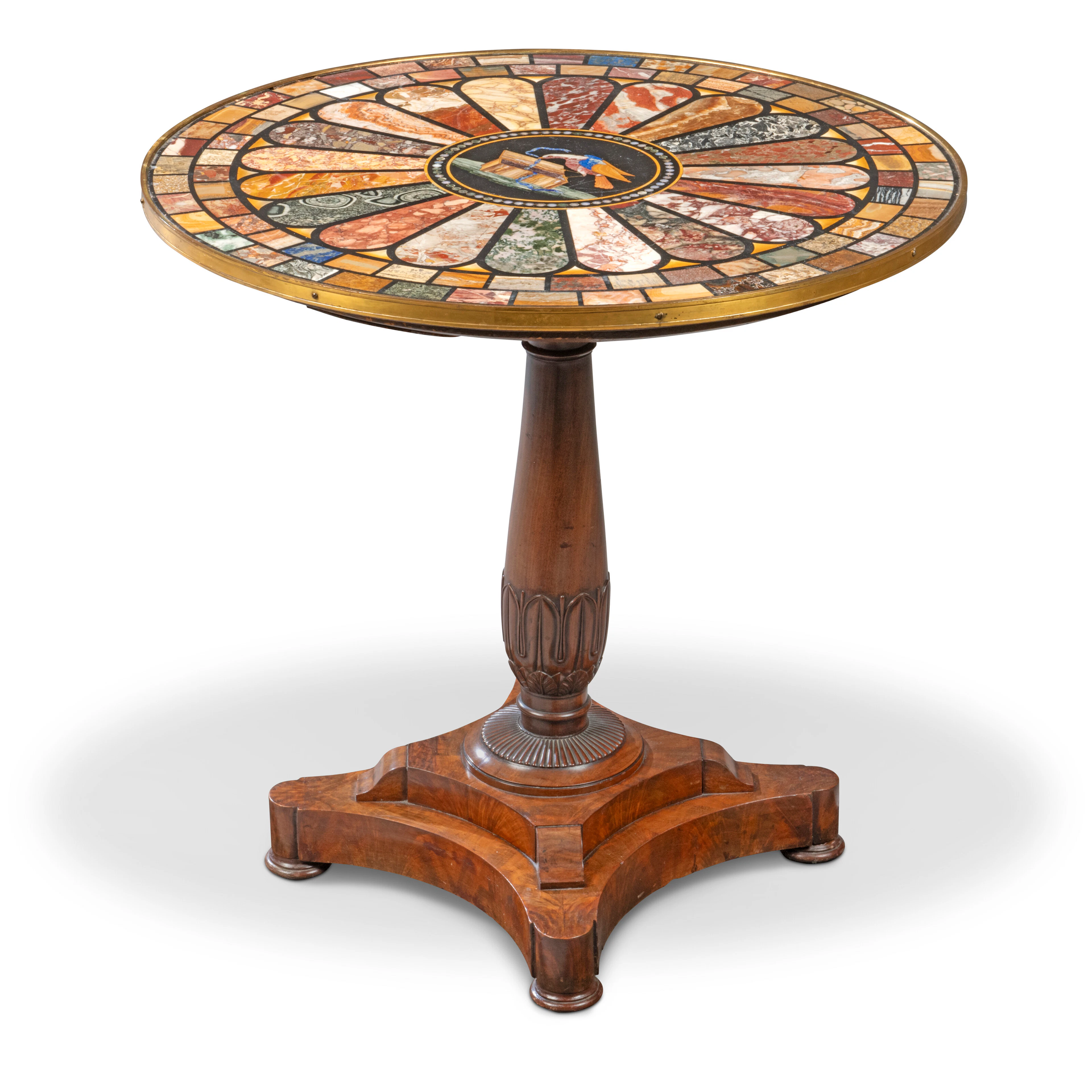 A Late Empire Specimen Marble, Pietra Dura and Mahogany Gueridon