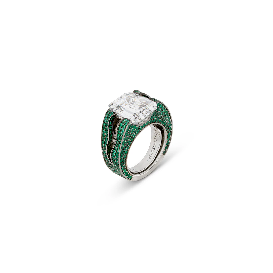 De Grisogono Diamond and Emerald Ring