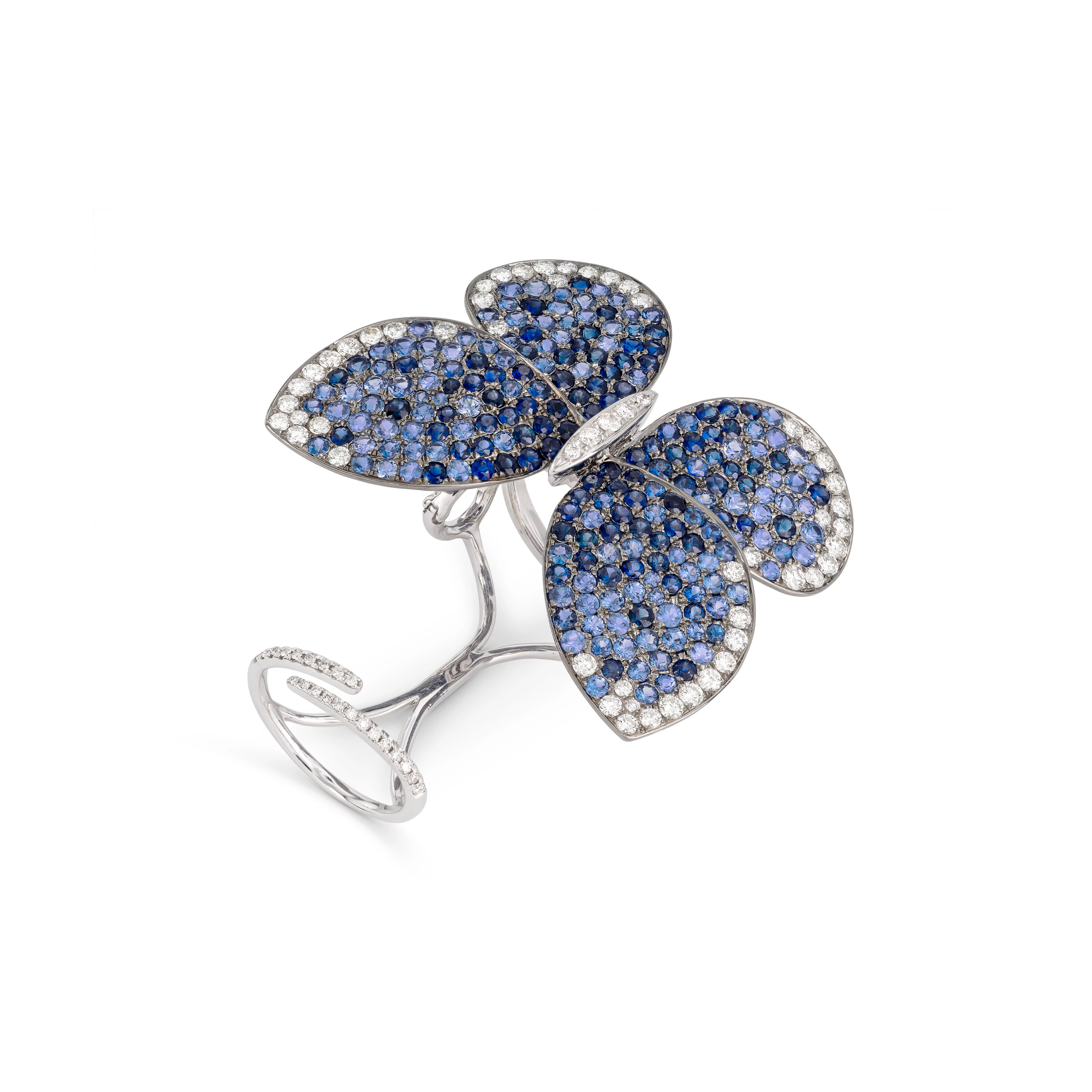 Sapphire and Diamond Butterfly Ring