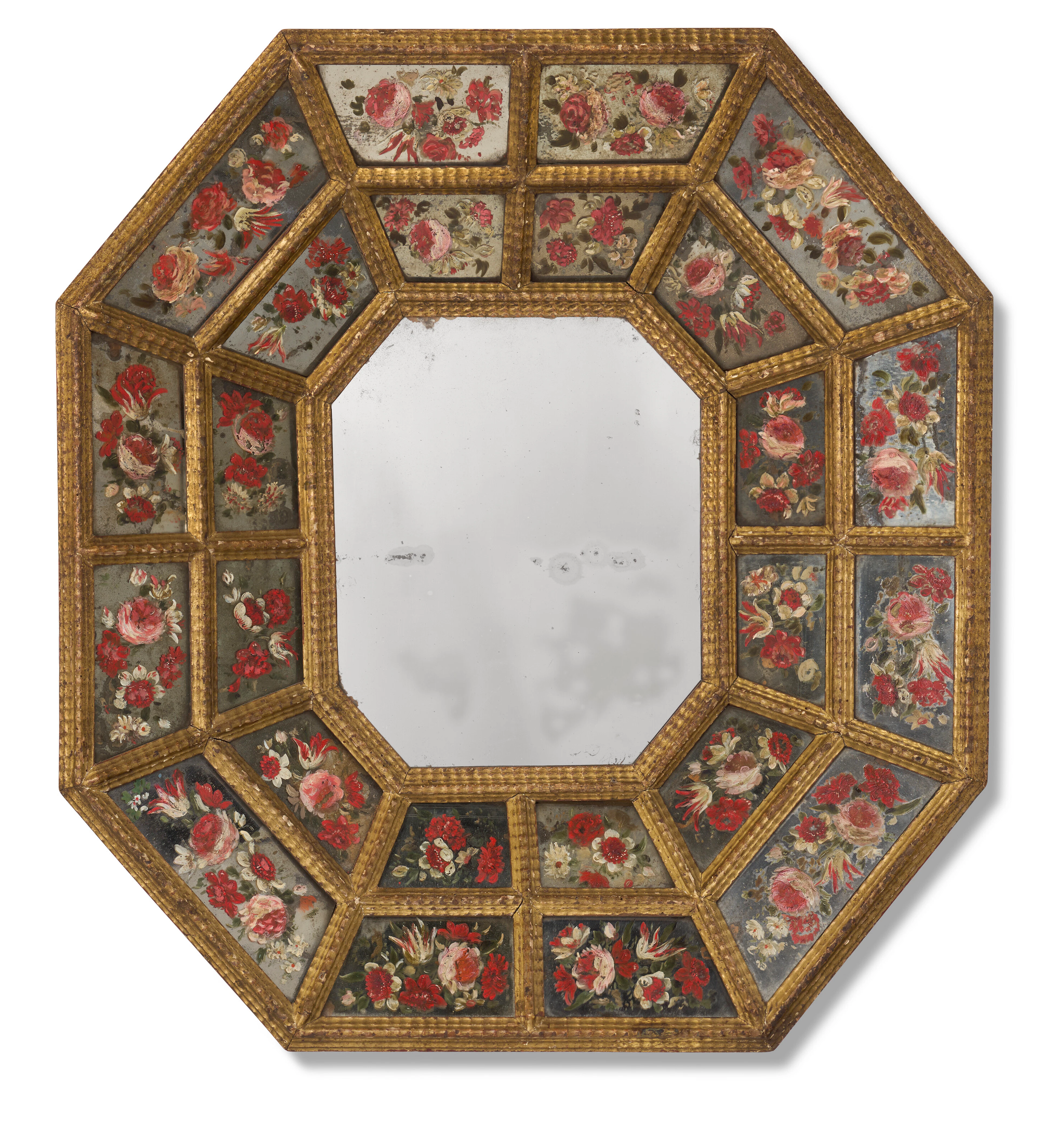 A Spanish Giltwood and Polychrome-Painted Mirror