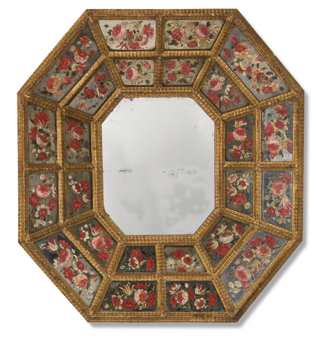 A Spanish Giltwood and Polychrome-Painted Mirror