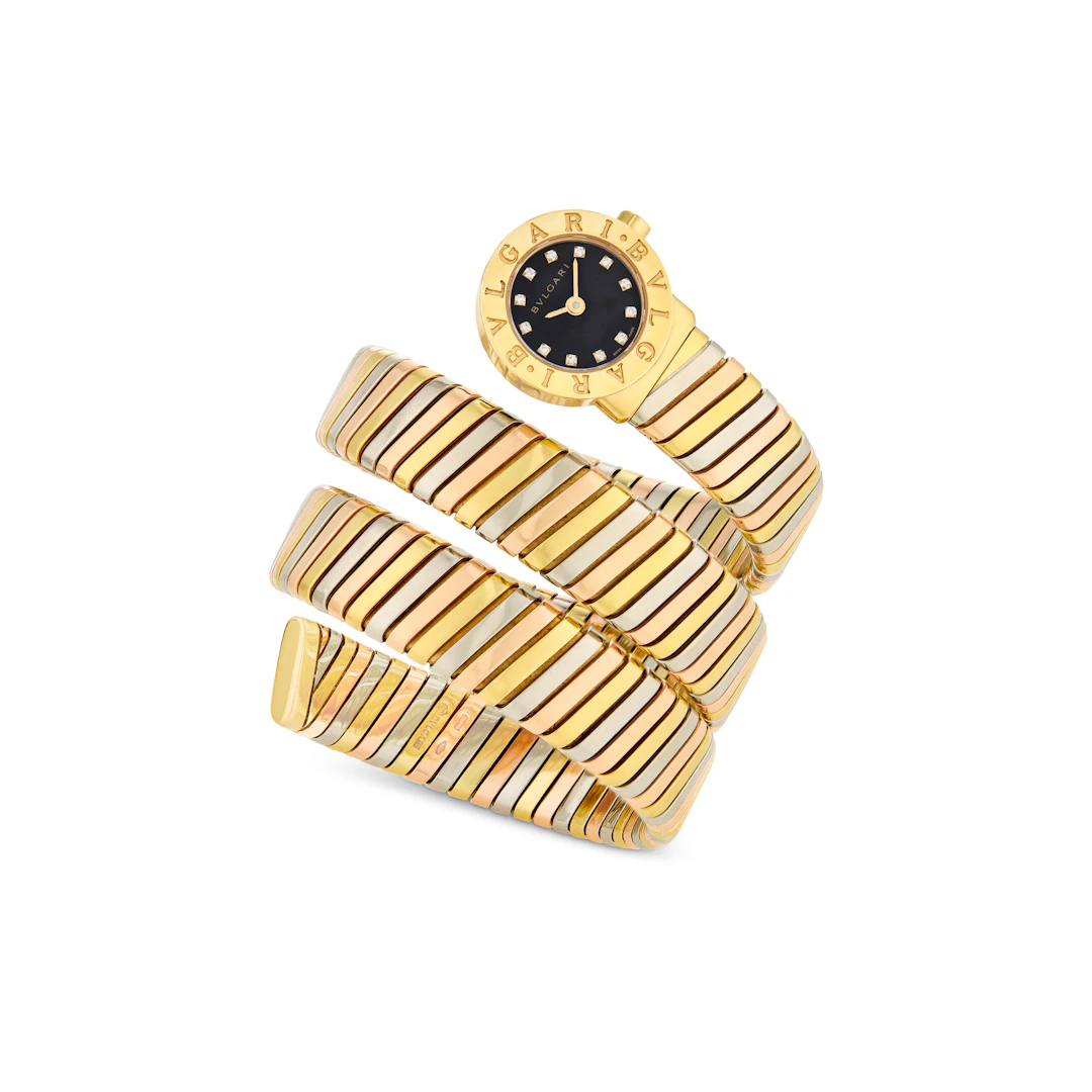 Bulgari Diamond and Tri-Colored Gold 'Tubogas' Wristwatch
